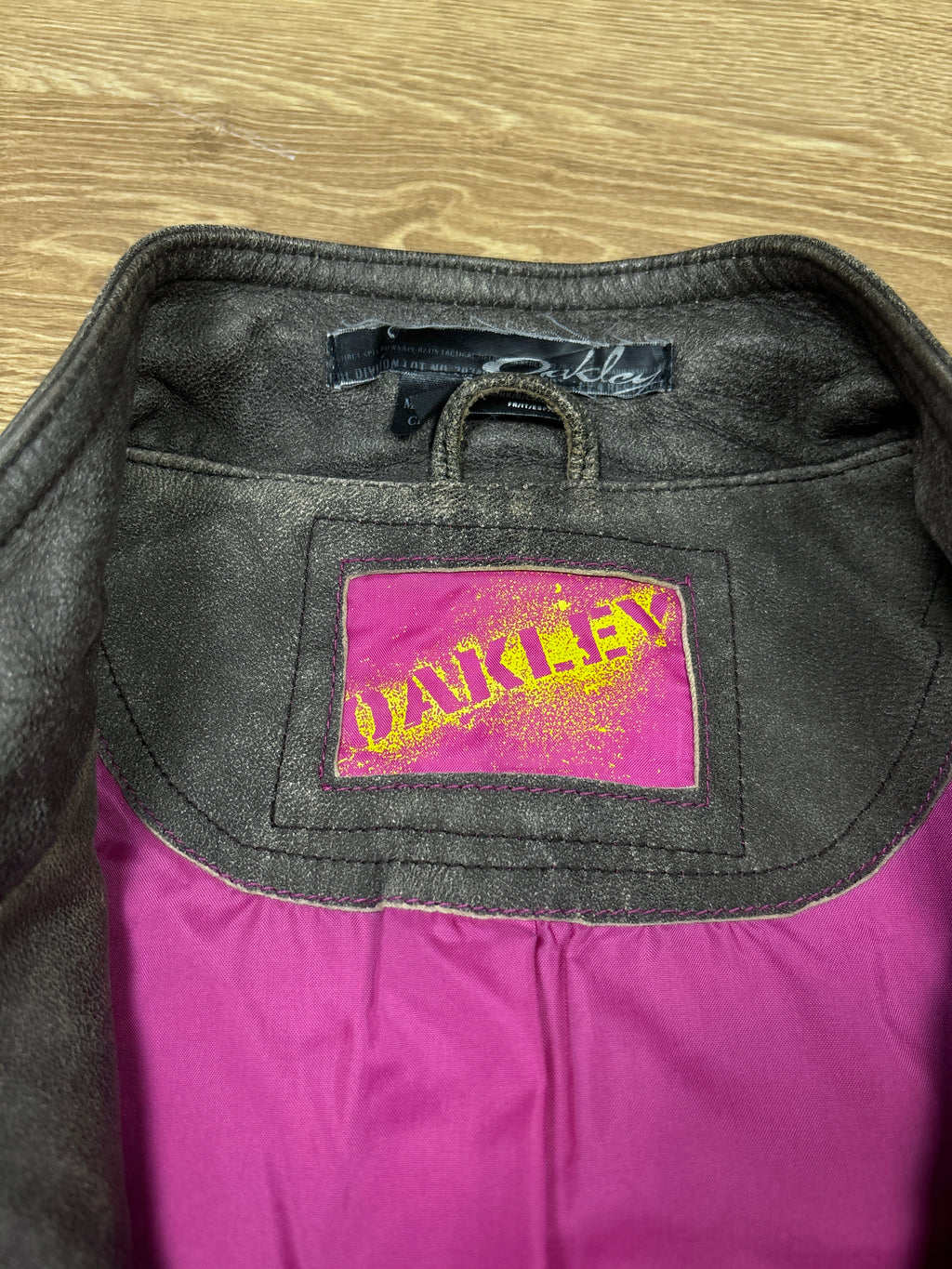 2000s Oakley Detachable Distressed Industrial Leather Jacket