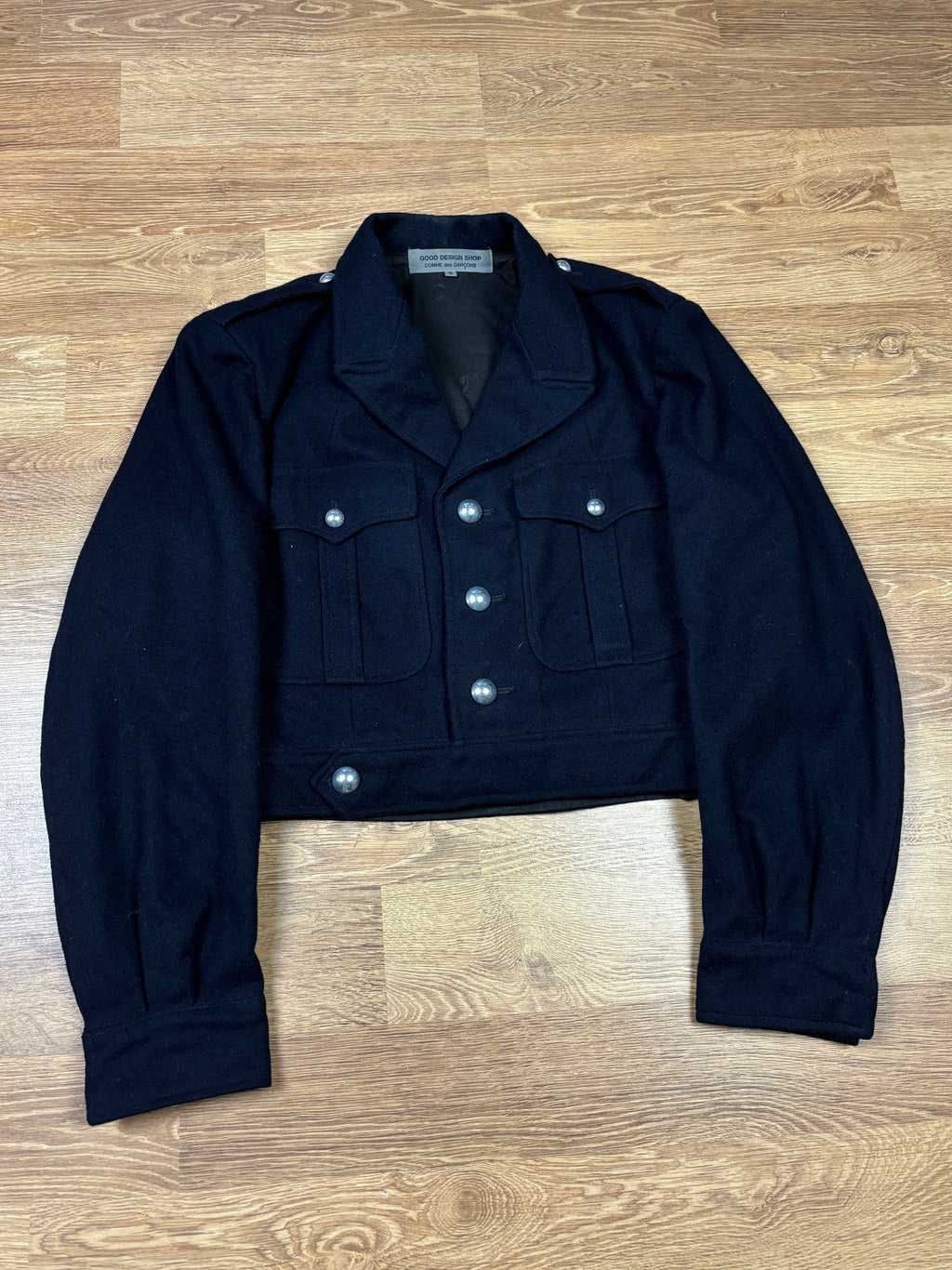 AW2015 Comme des Garçons Back Logo Cropped Wool Jacket