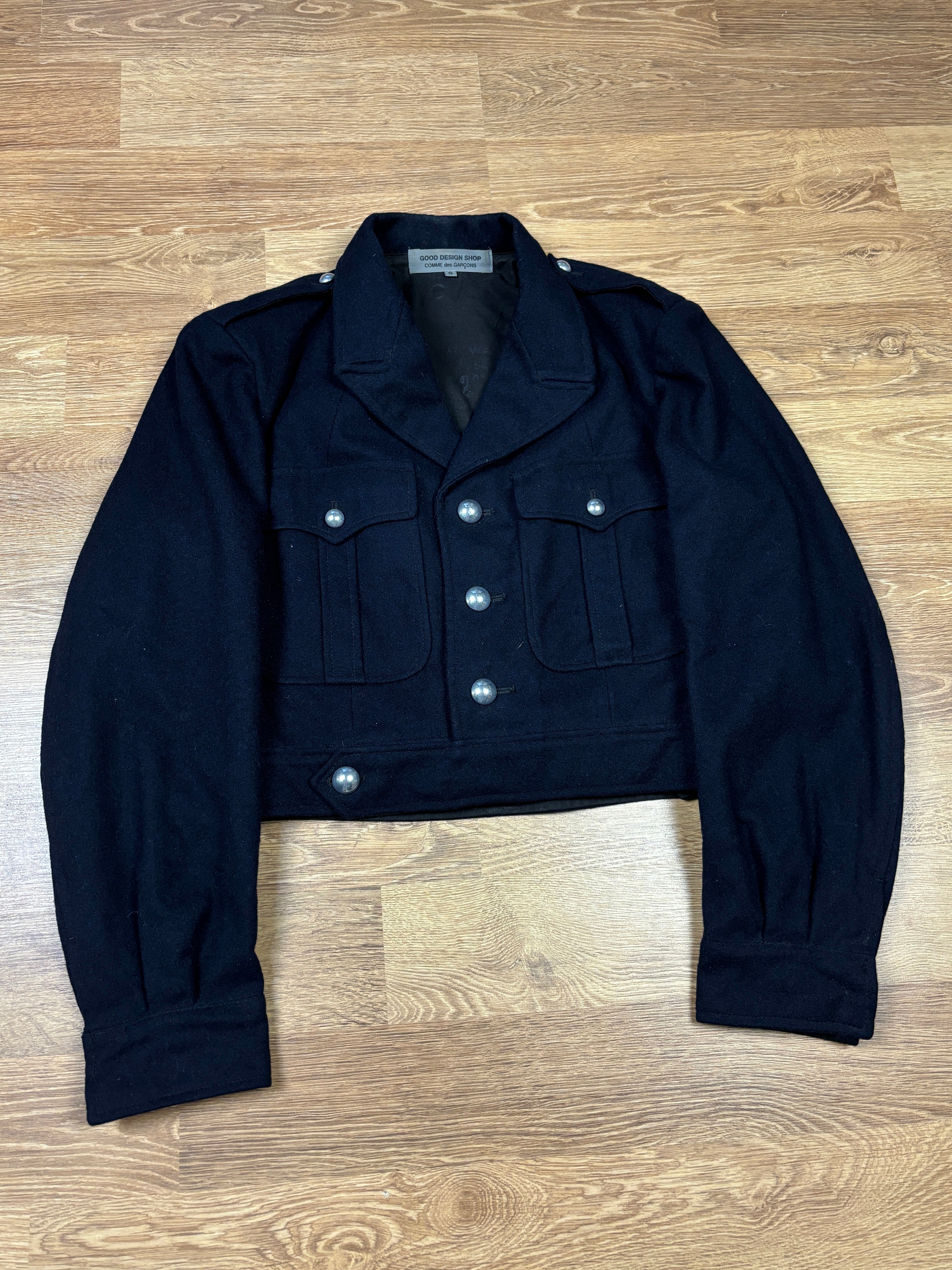 AW2015 Comme des Garçons Back Logo Cropped Wool Jacket