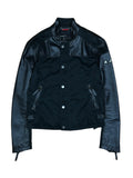 2000s Armani Jeans Leather Panel Biker Jacket