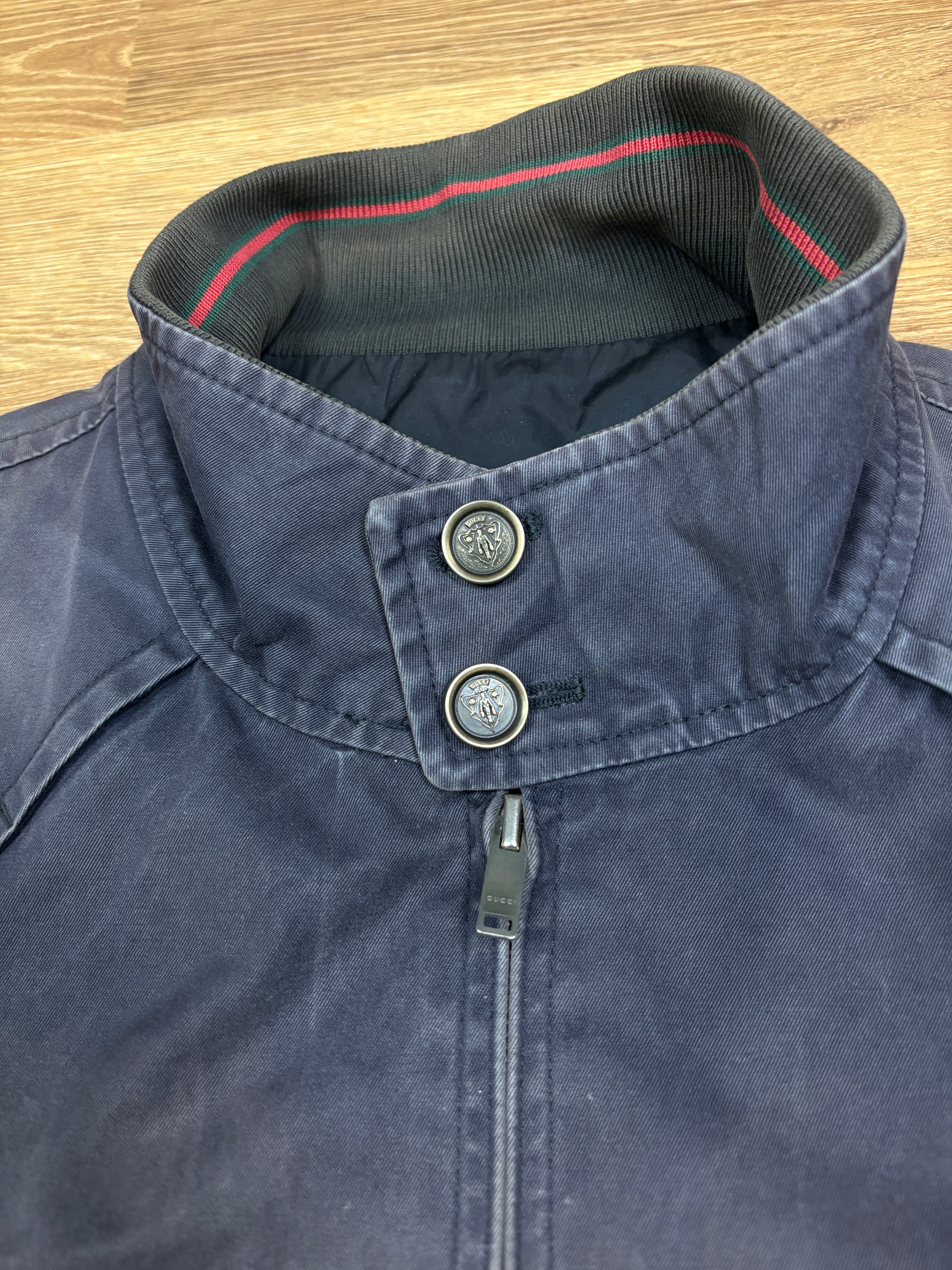 Gucci 2000s Cotton Biker Jacket Navy