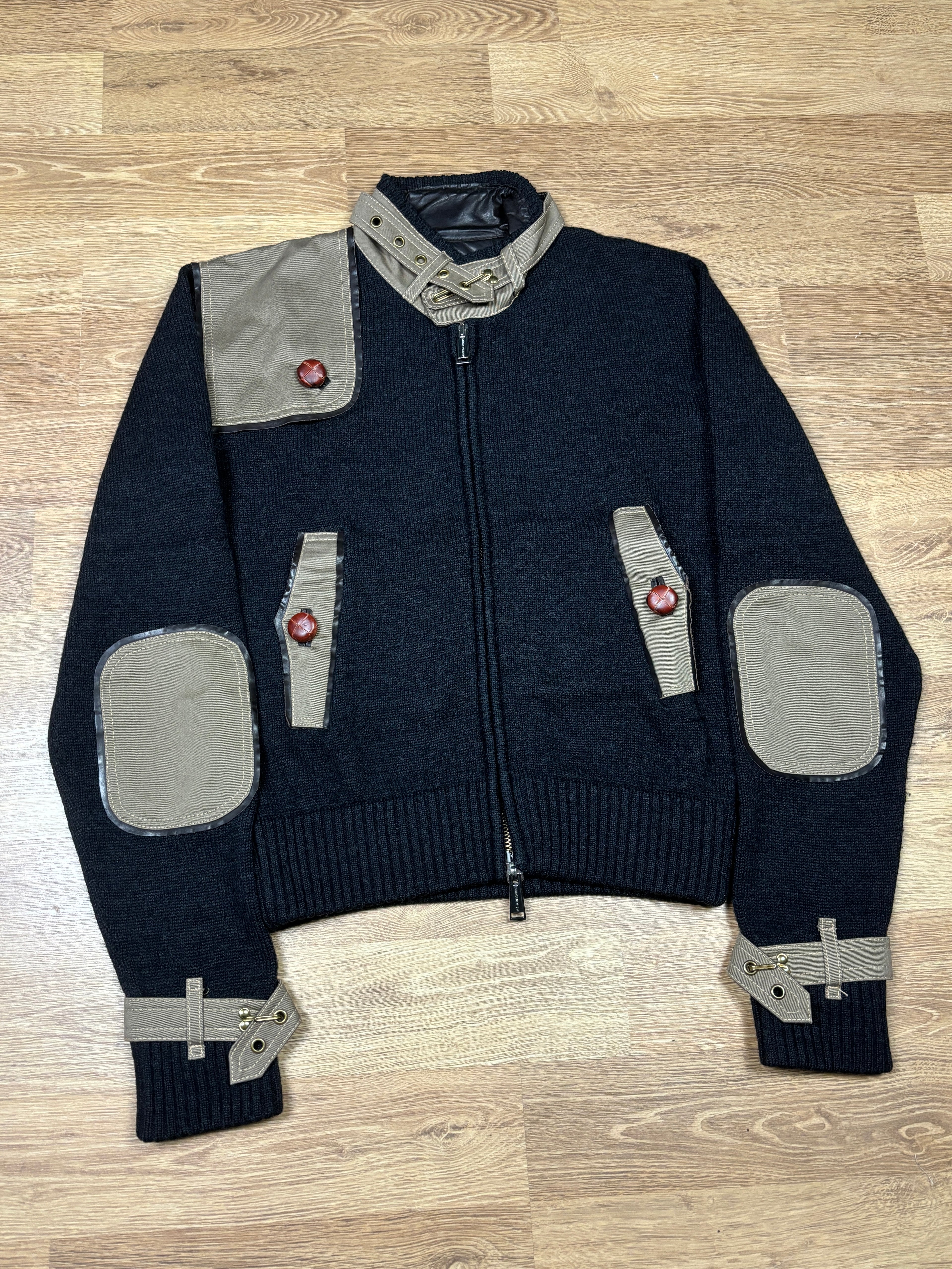 Dsquared2 AW2004 Wool Knit Paneled Zip Up