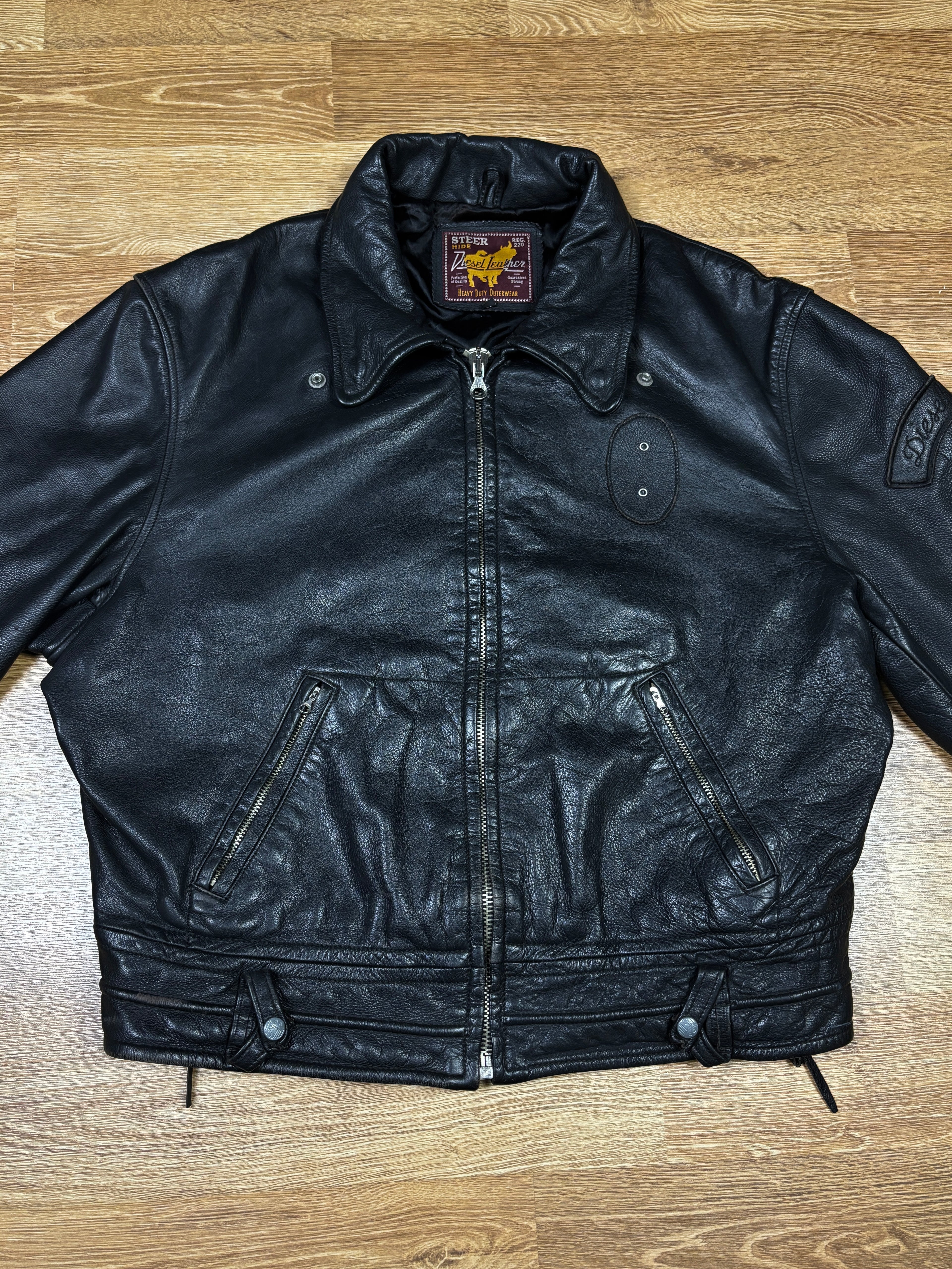 Chaqueta de cuero resistente de piel de vacuno Diesel vintage