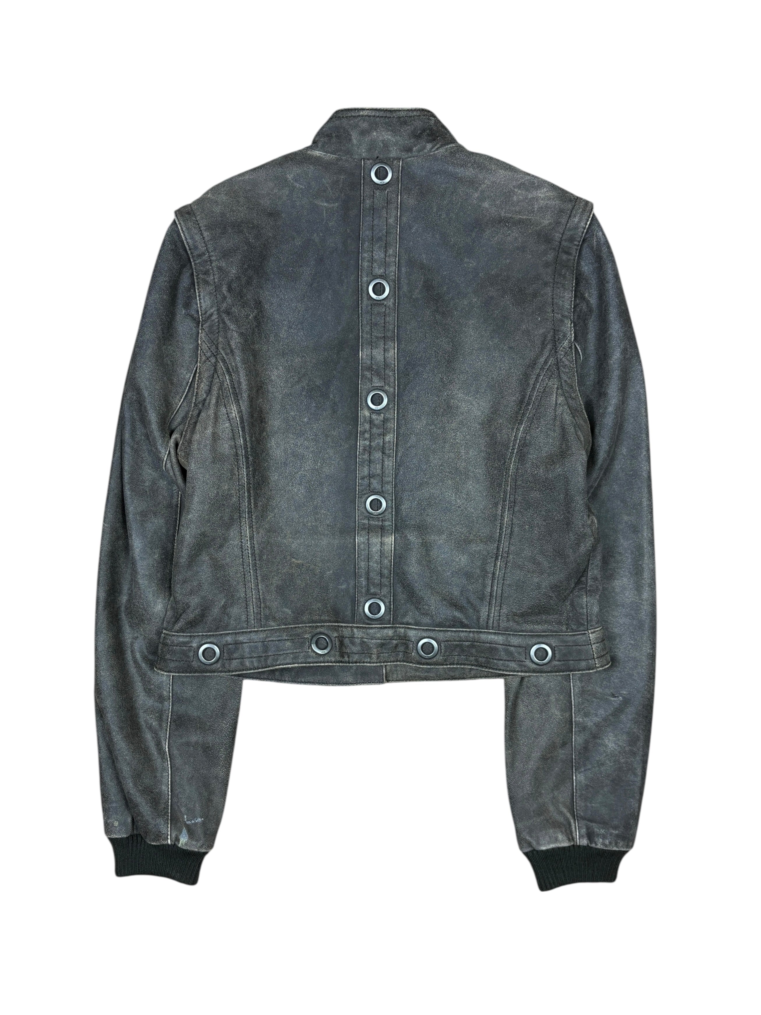 2000s Oakley Detachable Distressed Industrial Leather Jacket