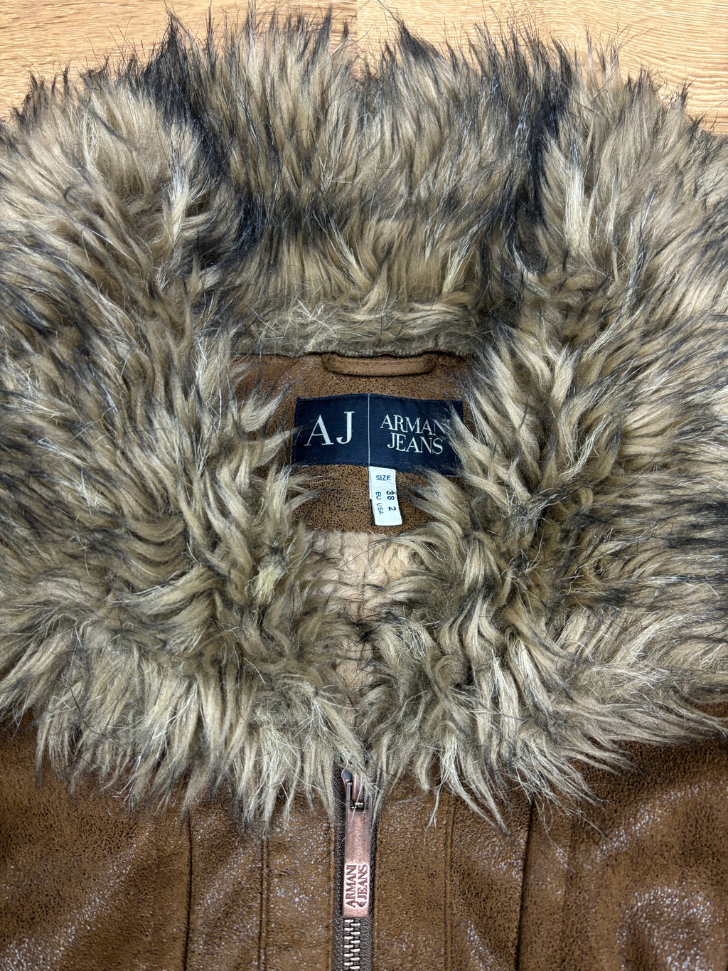 2000s Armani Jeans Faux Fur Collar Jacket