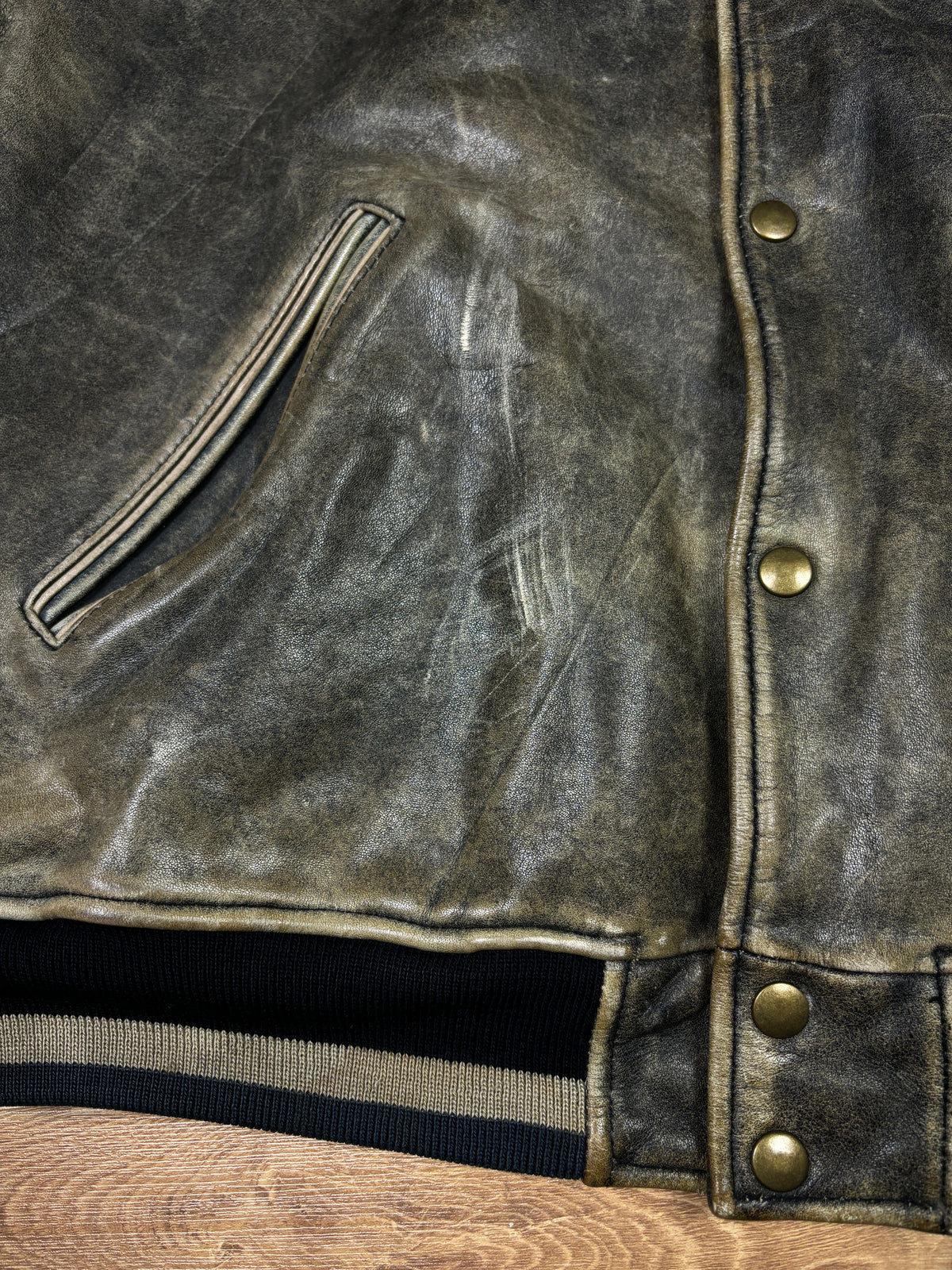 1990s Diesel Distressed Leather Bomber Jacket