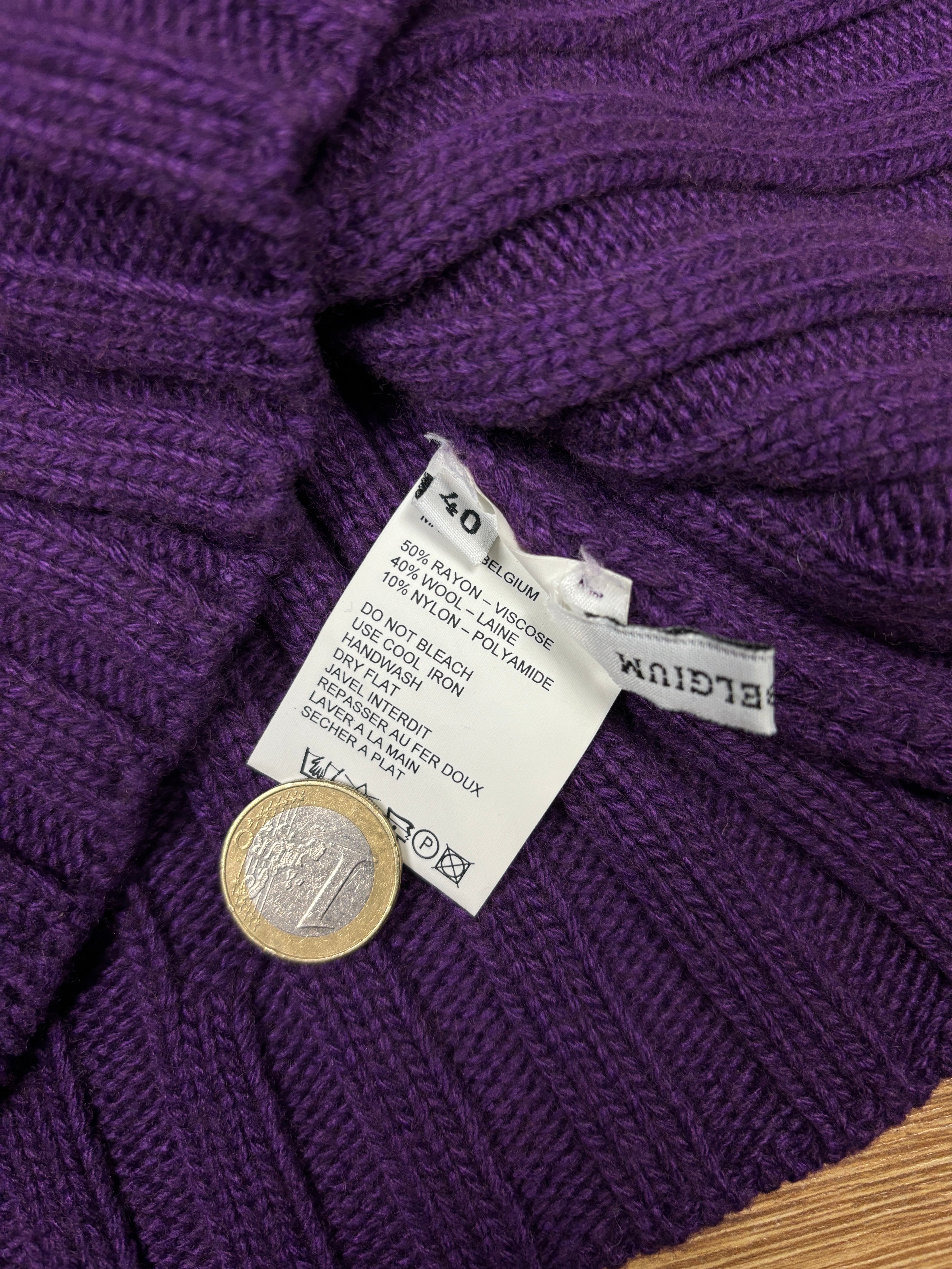 Ann Demeulemeester Purple Ribbed Turtleneck Knit