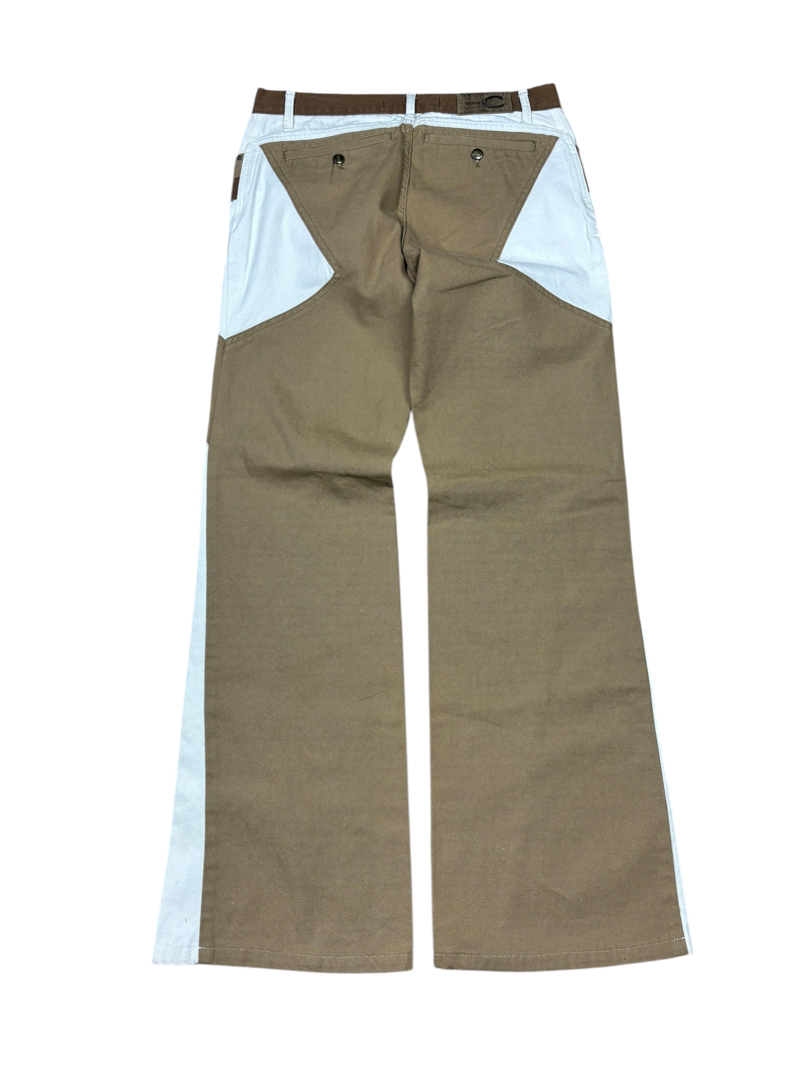 2000s Just Cavalli Brown & White Panel Flared Pants
