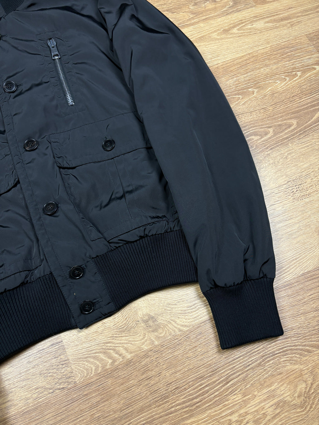Gucci Black Nylon Jacket with Web Collar