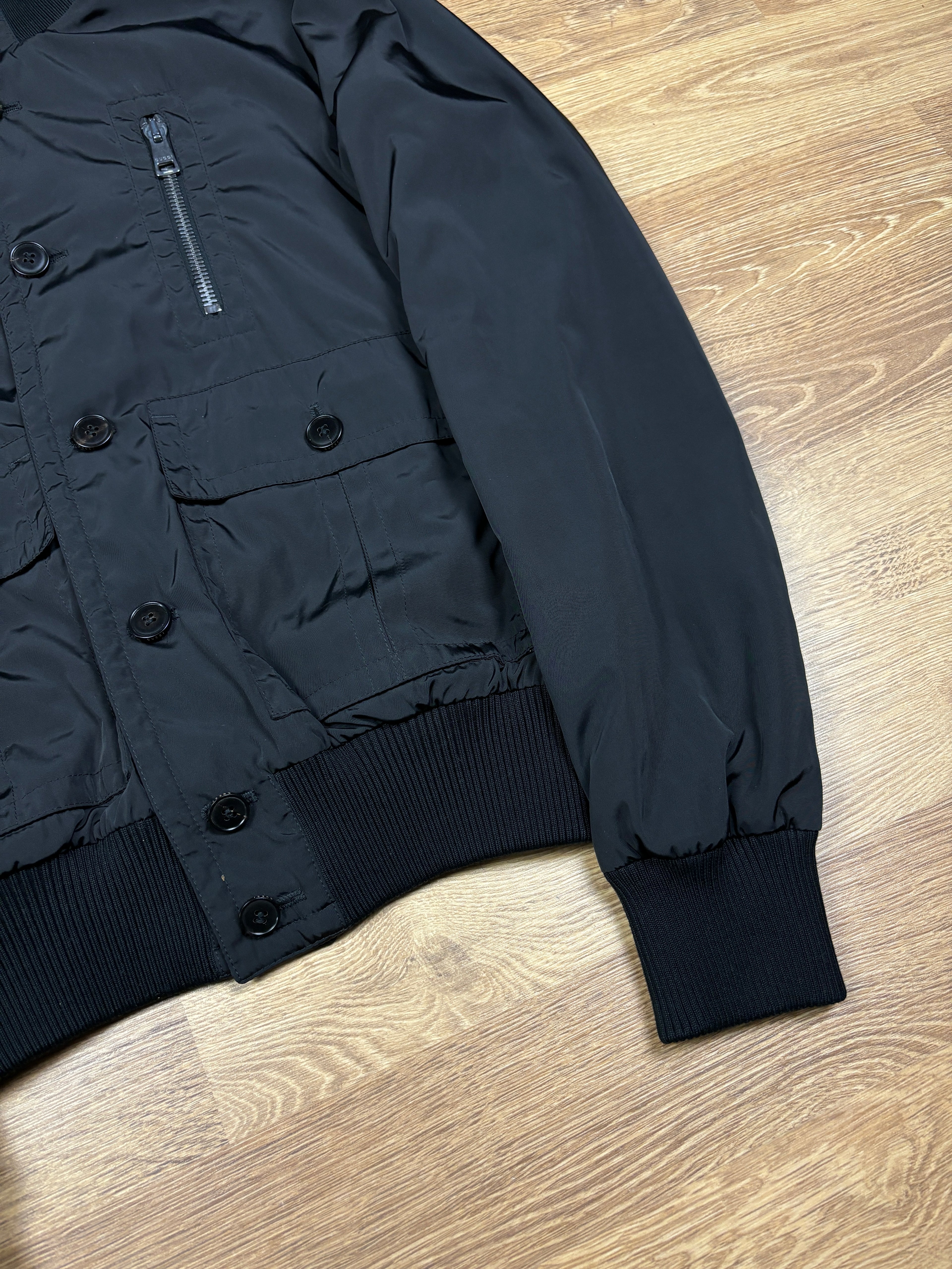 Gucci Black Nylon Jacket with Web Collar