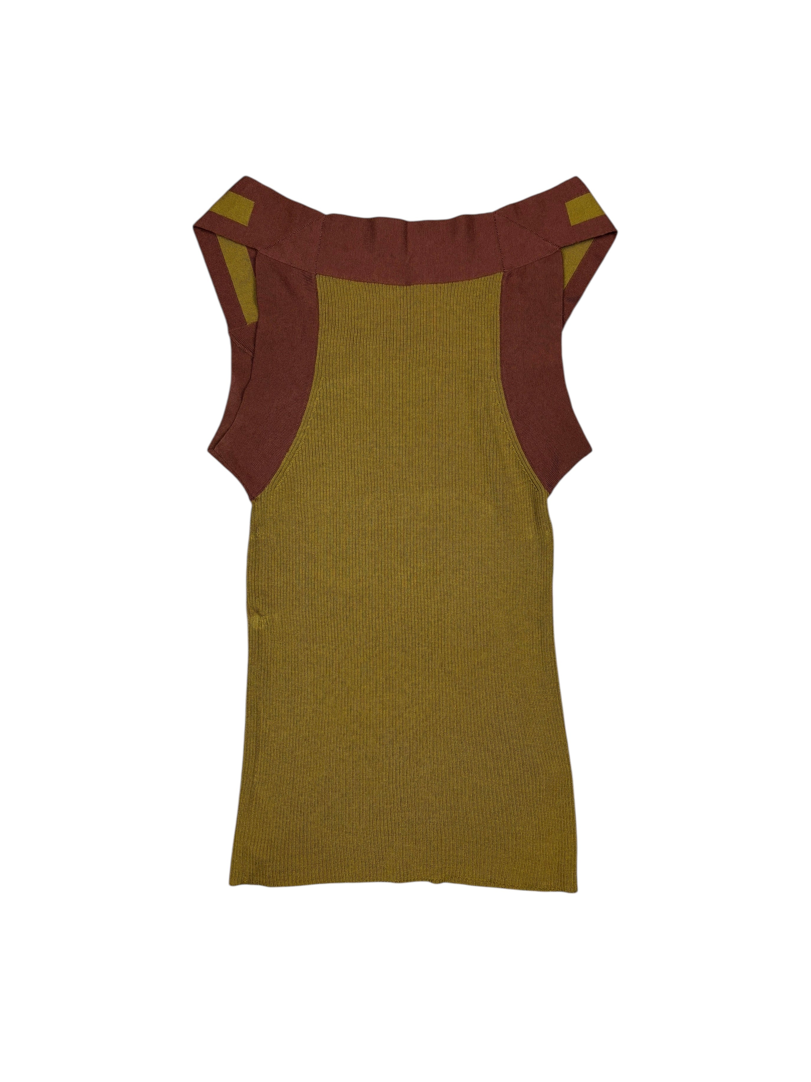 2000s Gucci Ribbed Knit Panel Tank Top