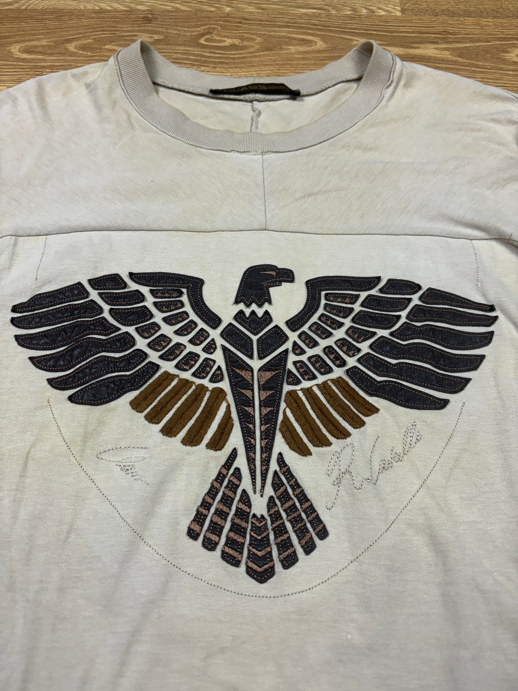 Roberto Cavalli Leather Phoenix Long Sleeve Top