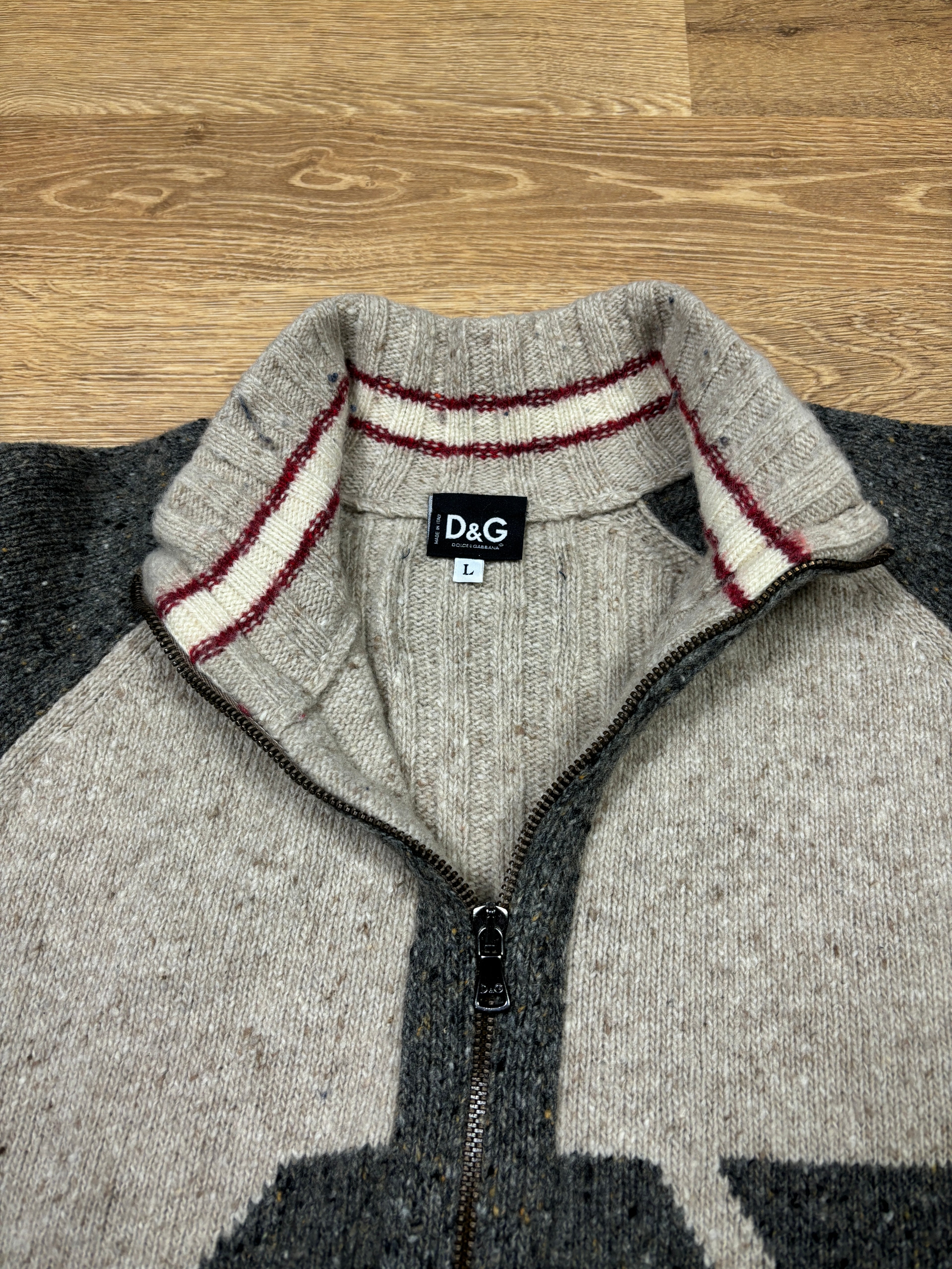 2000s Dolce & Gabbana Wool ‘8’ Zip Knit Sweater