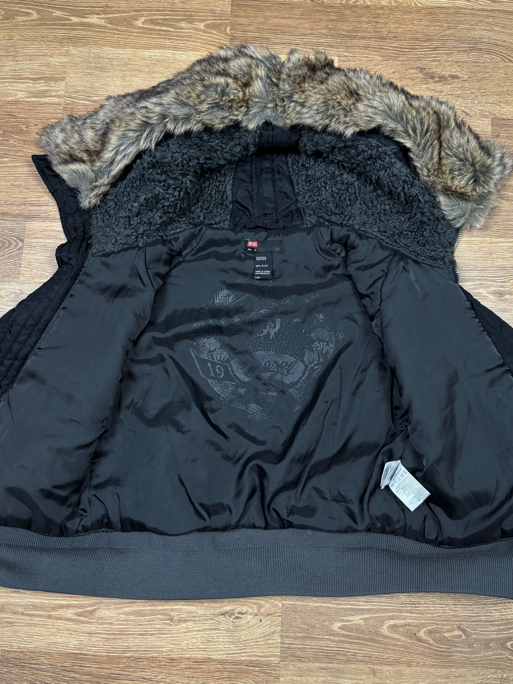 2000s Diesel Faux Fur Collar Bomber Jacket