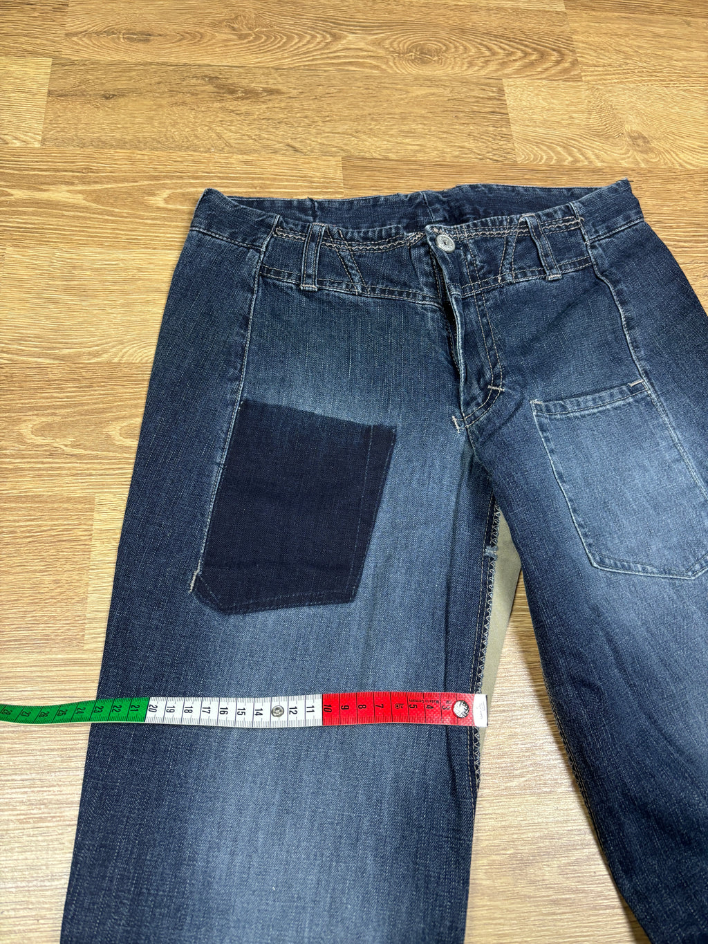 Marithé François Girbaud Two-Tone Panel Flared Denim Jeans