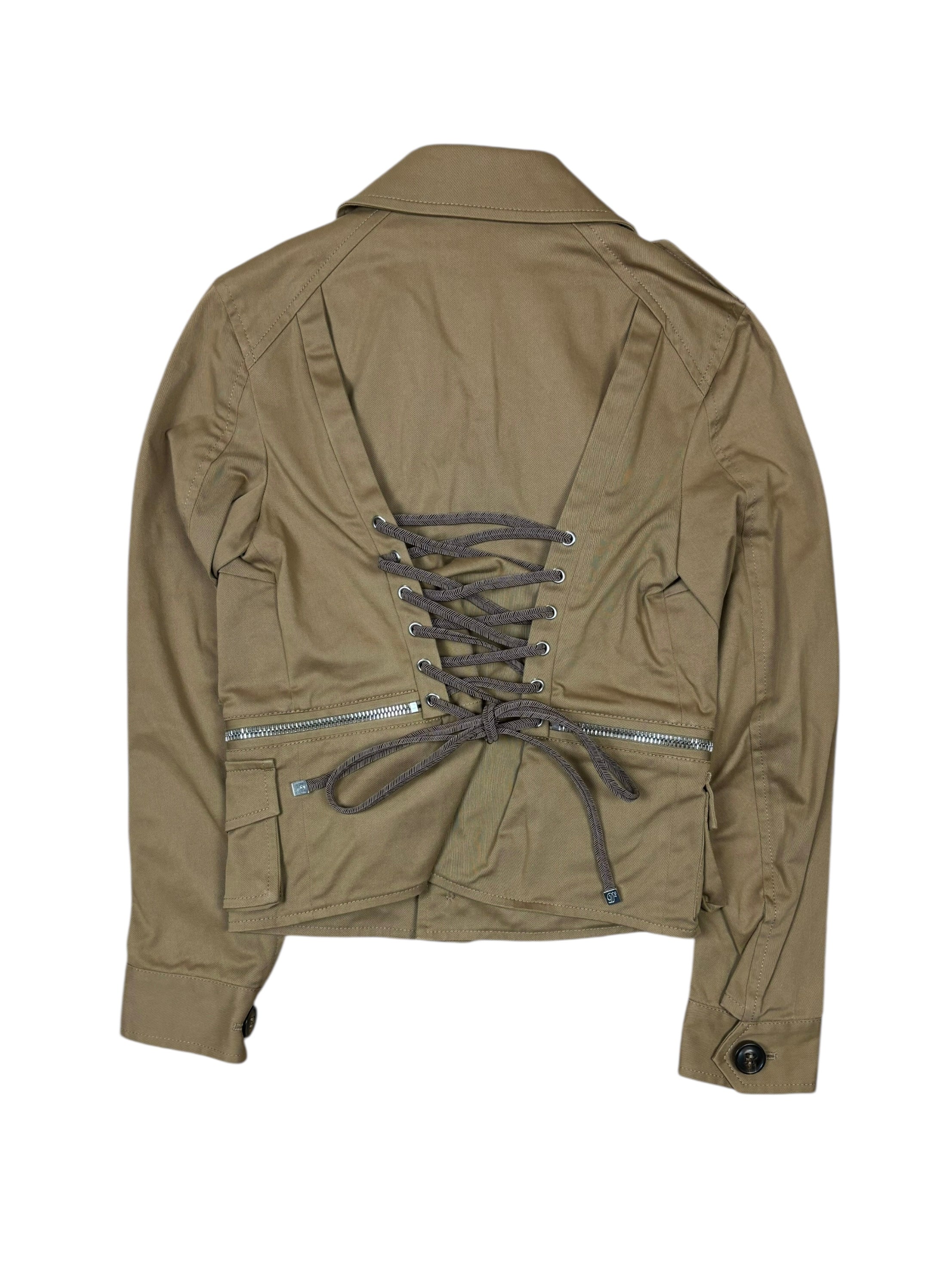 Chaqueta utilitaria Dsquared2 con múltiples bolsillos y espalda tipo corsé