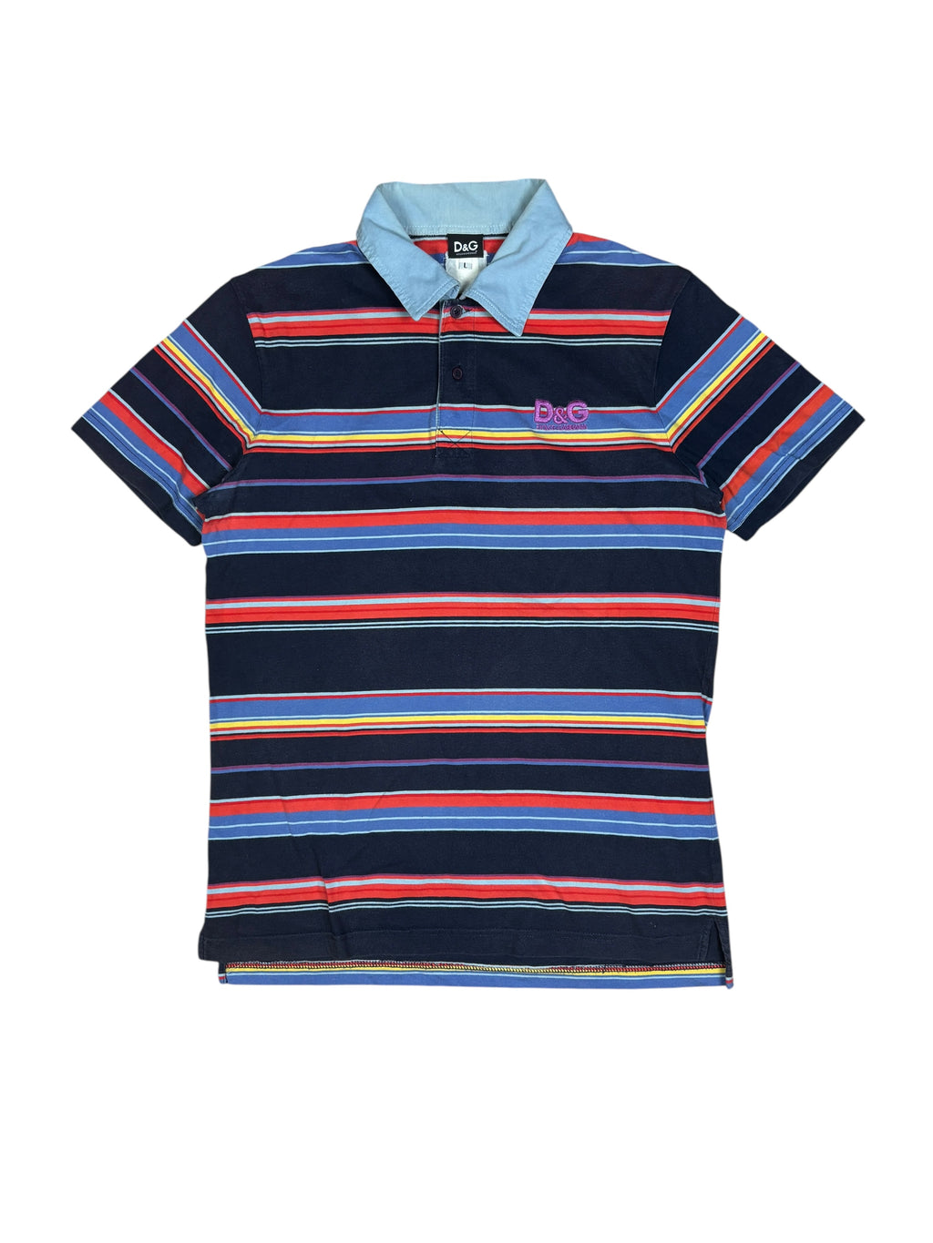 2000s Dolce & Gabbana Multicolor Striped Polo Shirt