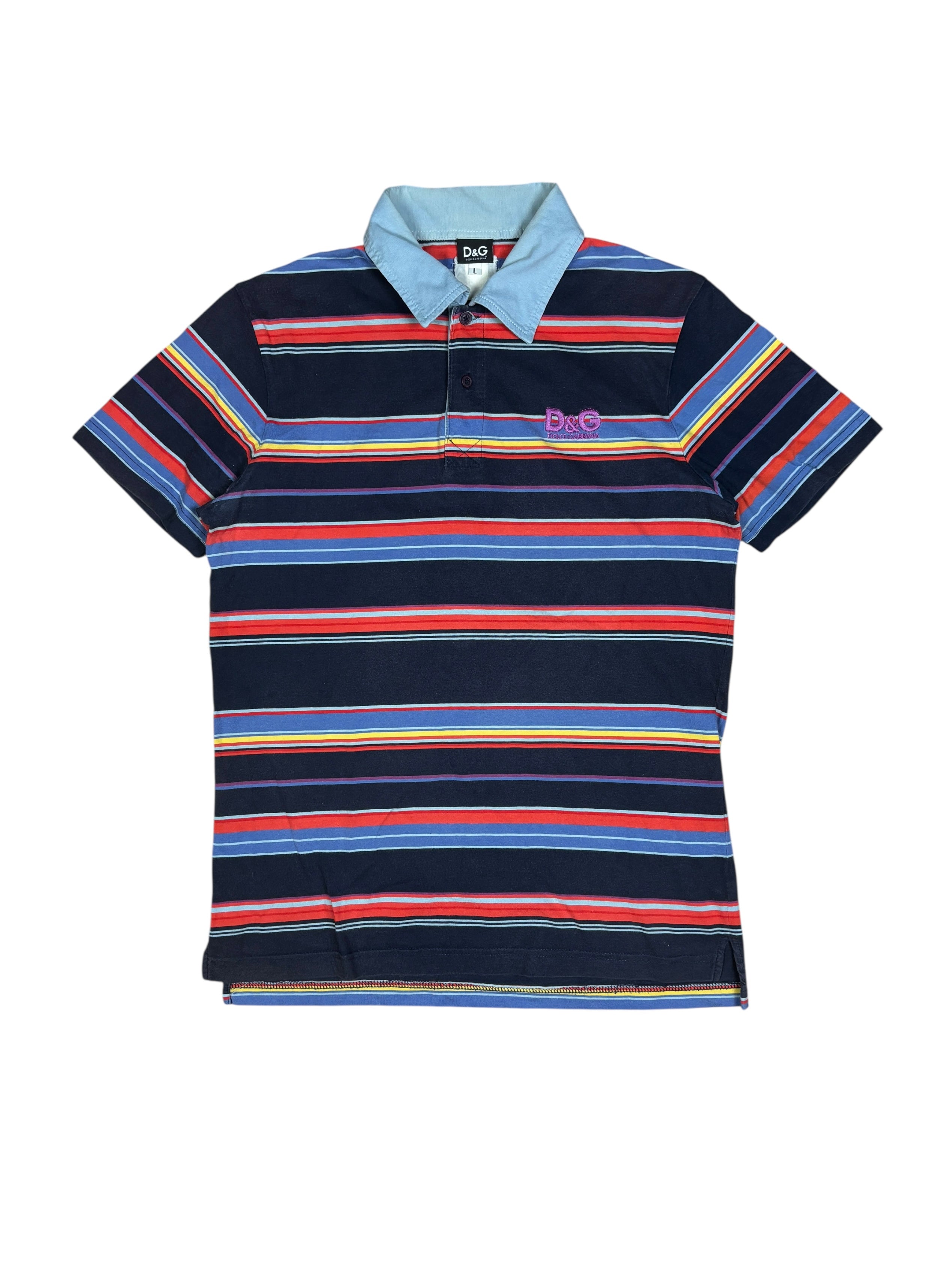 2000s Dolce & Gabbana Multicolor Striped Polo Shirt