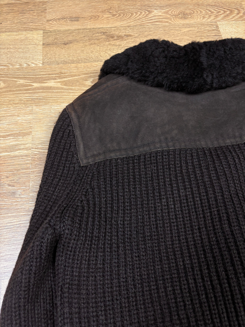 Gucci Shearling Leather & Alpaca Knit Jacket