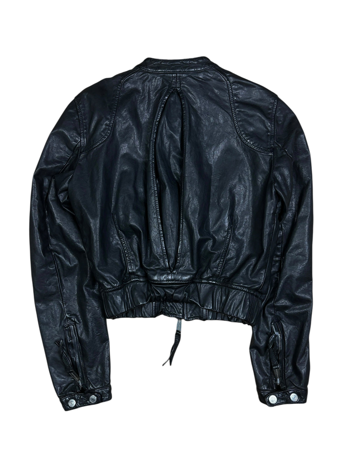 2000s Dsquared2 Cropped Black Leather Jacket