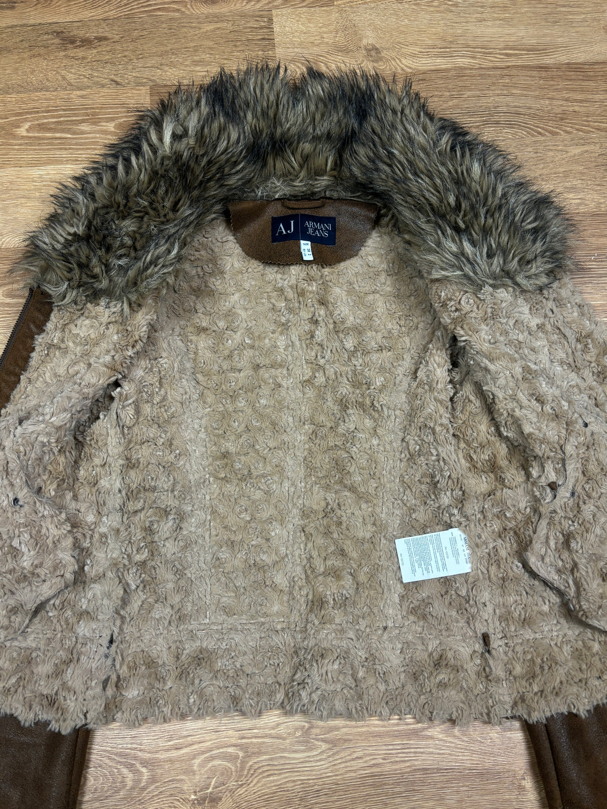 2000s Armani Jeans Faux Fur Collar Jacket