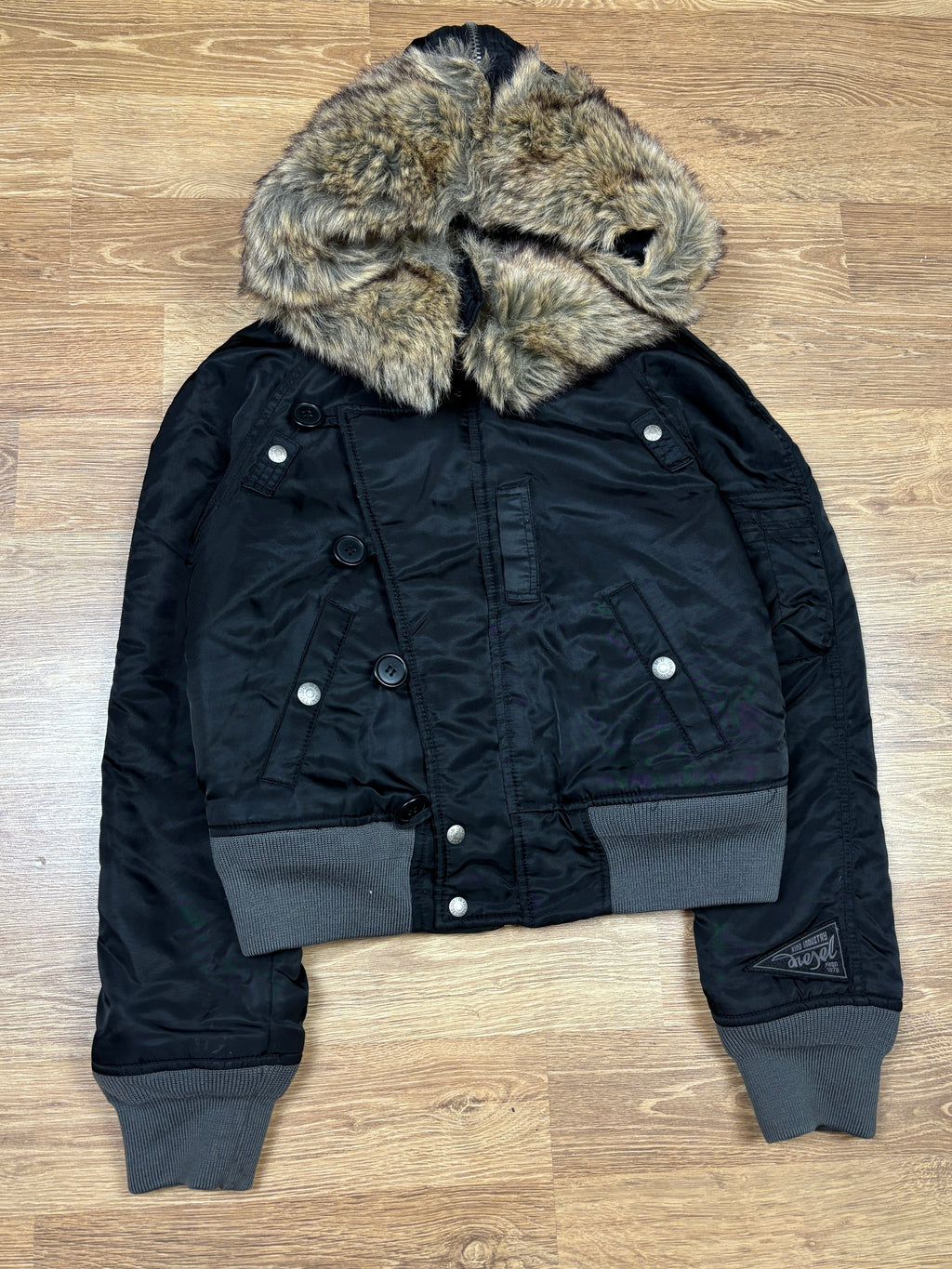 2000s Diesel Faux Fur Collar Bomber Jacket