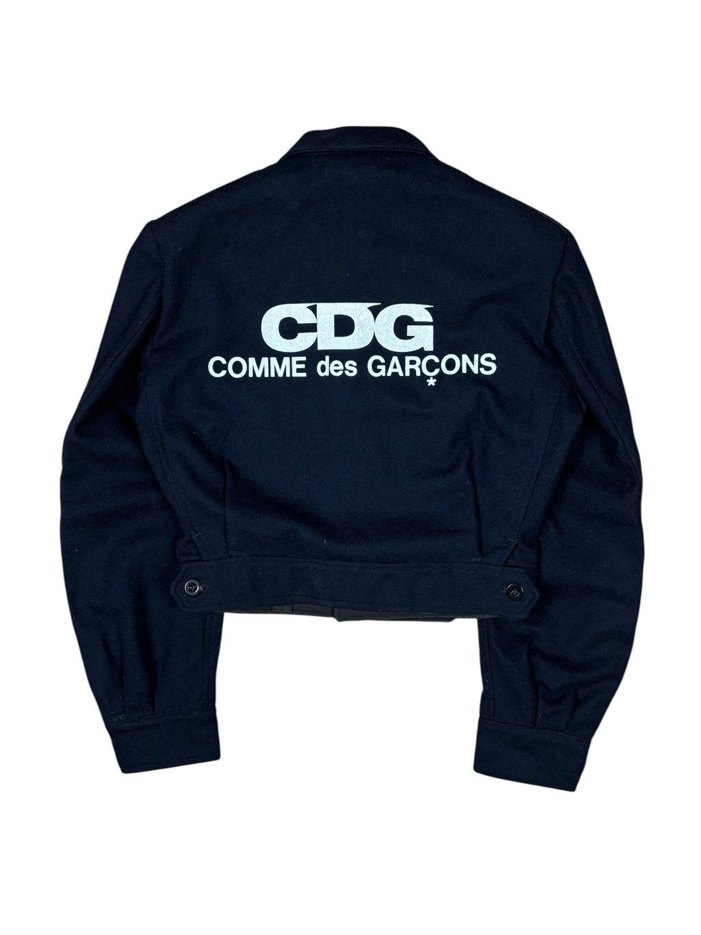 AW2015 Comme des Garçons Back Logo Cropped Wool Jacket