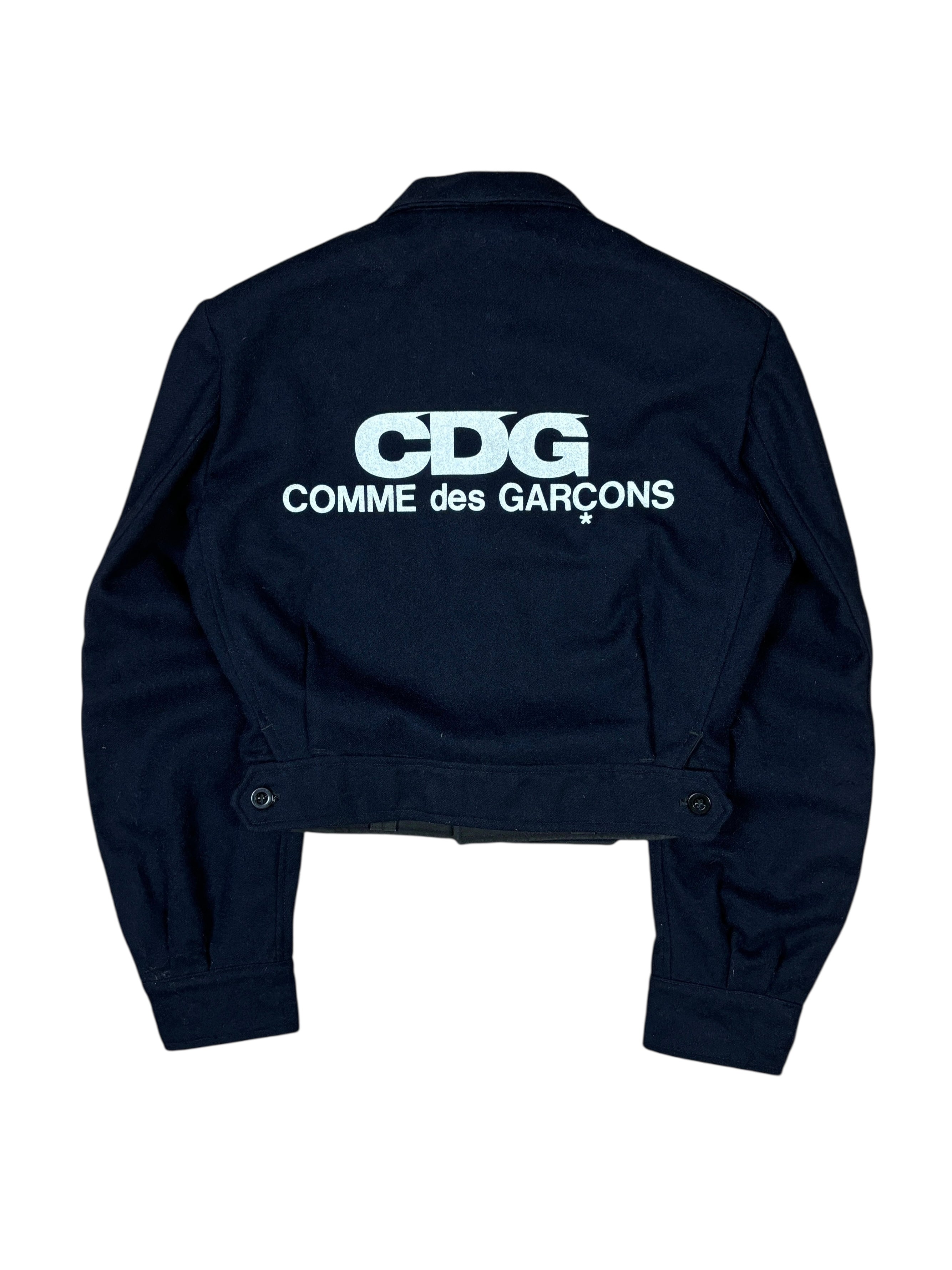 AW2015 Comme des Garçons Back Logo Cropped Wool Jacket