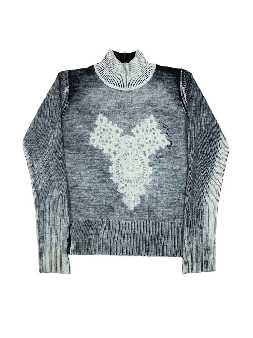 Jean Paul Gaultier Reversible Printed Woolen Turtleneck Knit Sweater