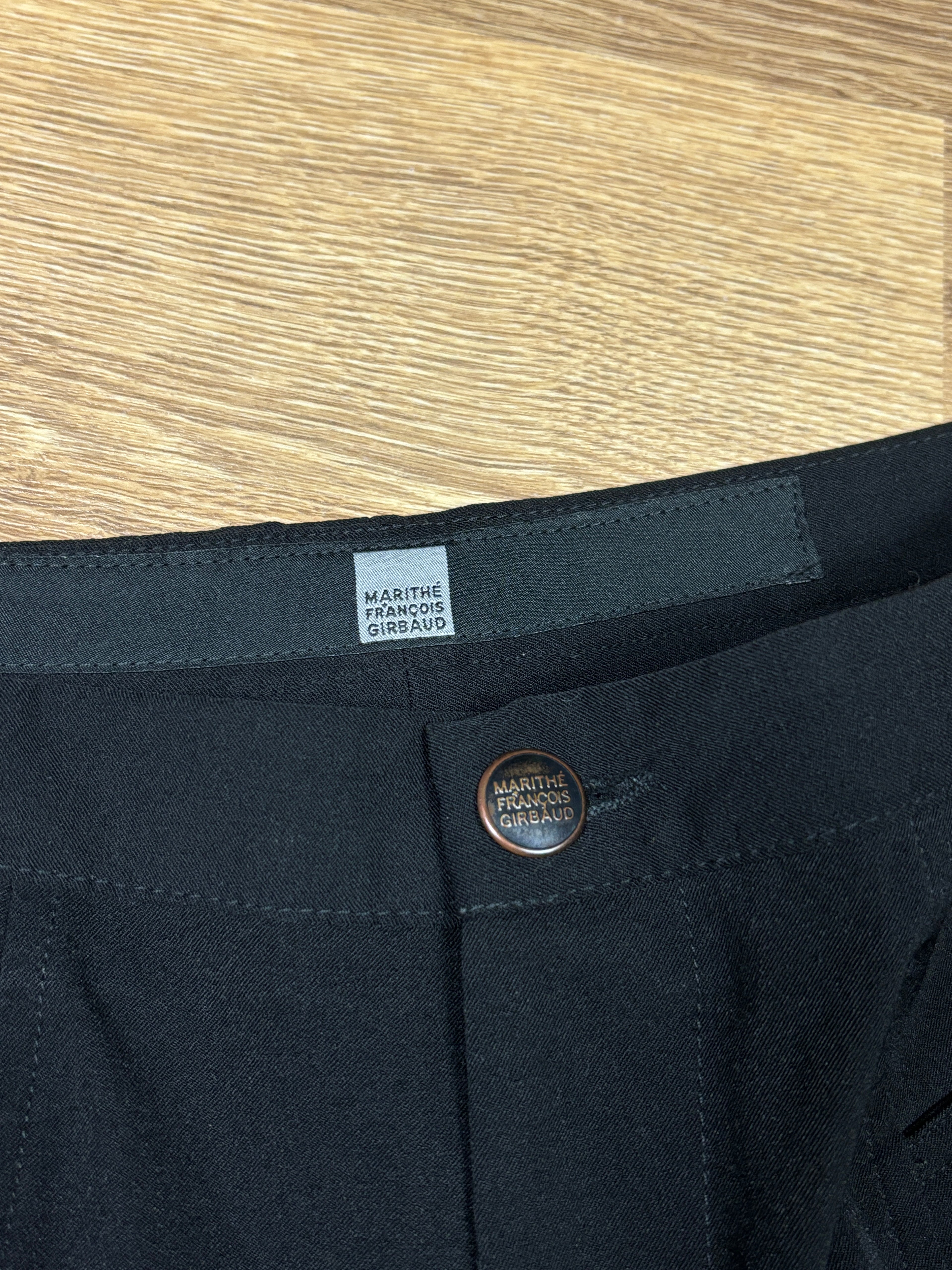 2000s Marithé François Girbaud Black Wide Leg Zip Trousers