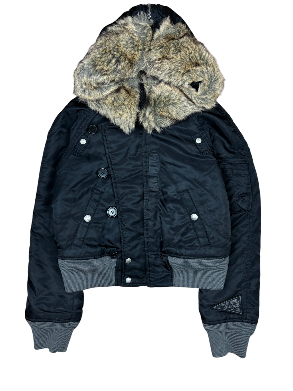 2000s Diesel Faux Fur Collar Bomber Jacket