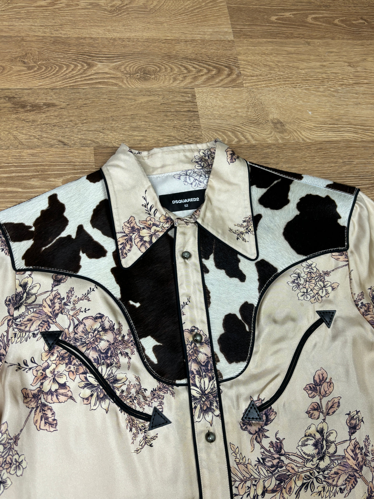Dsquared2 FW2018 Runway Silk & Cowhide Western Shirt