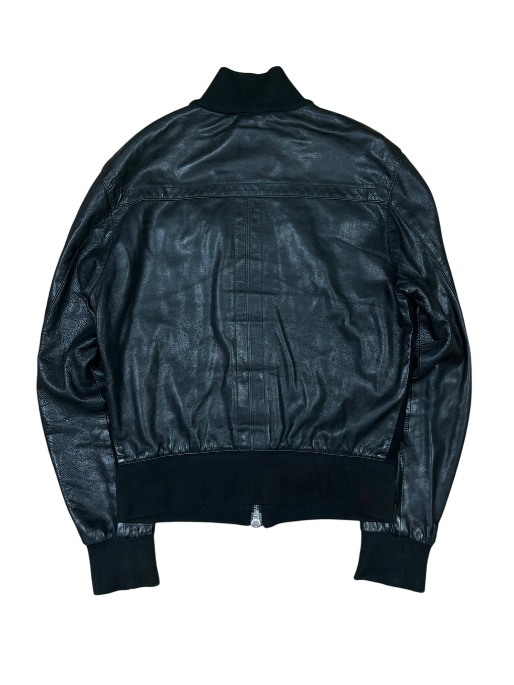 2000s Dirk Bikkembergs Black Leather Bomber Jacket