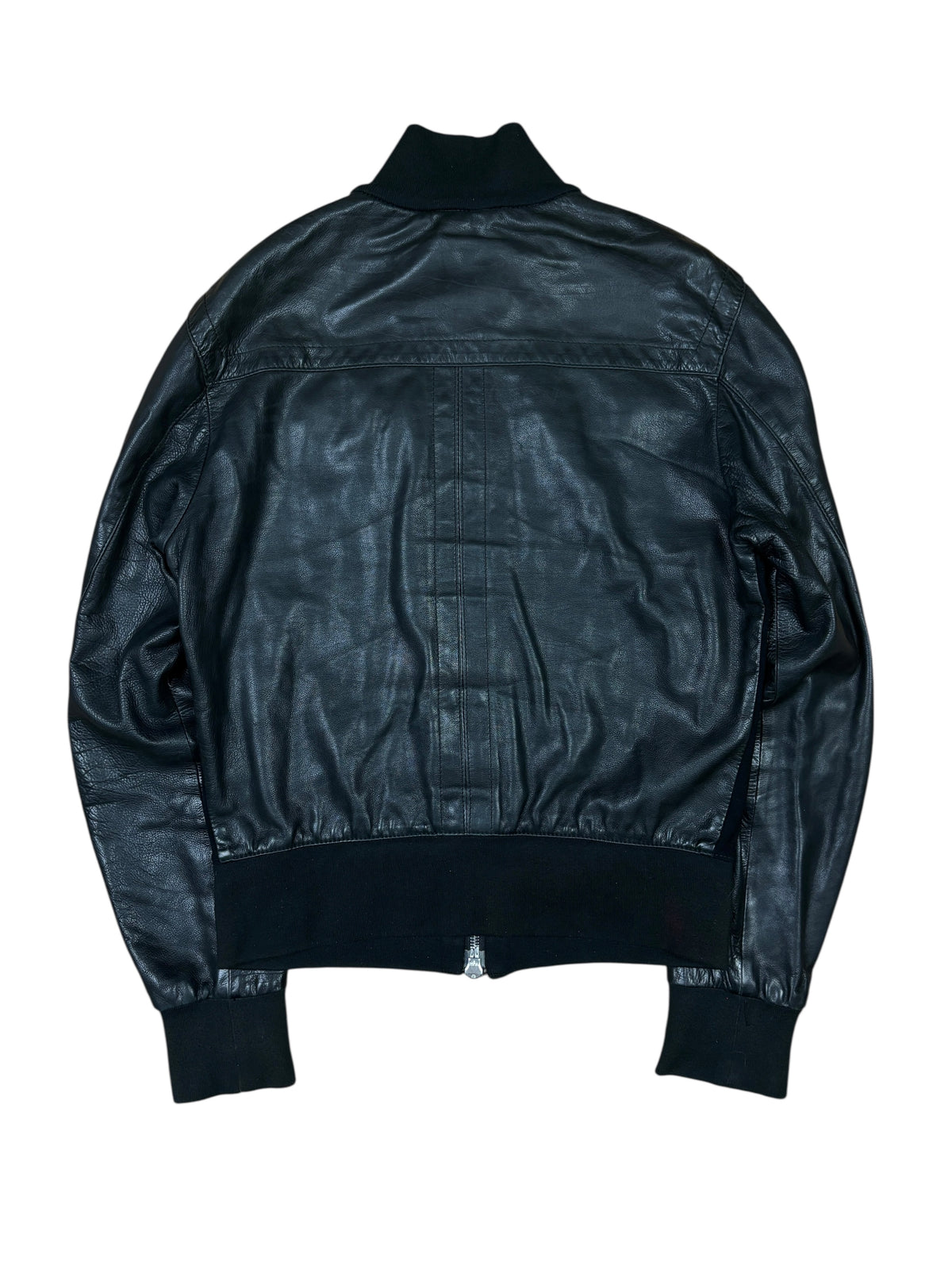 2000s Dirk Bikkembergs Black Leather Bomber Jacket