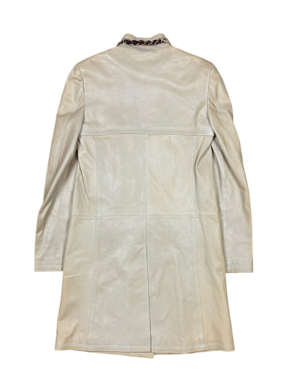 Abrigo de cuero color crema Gucci de los 2000