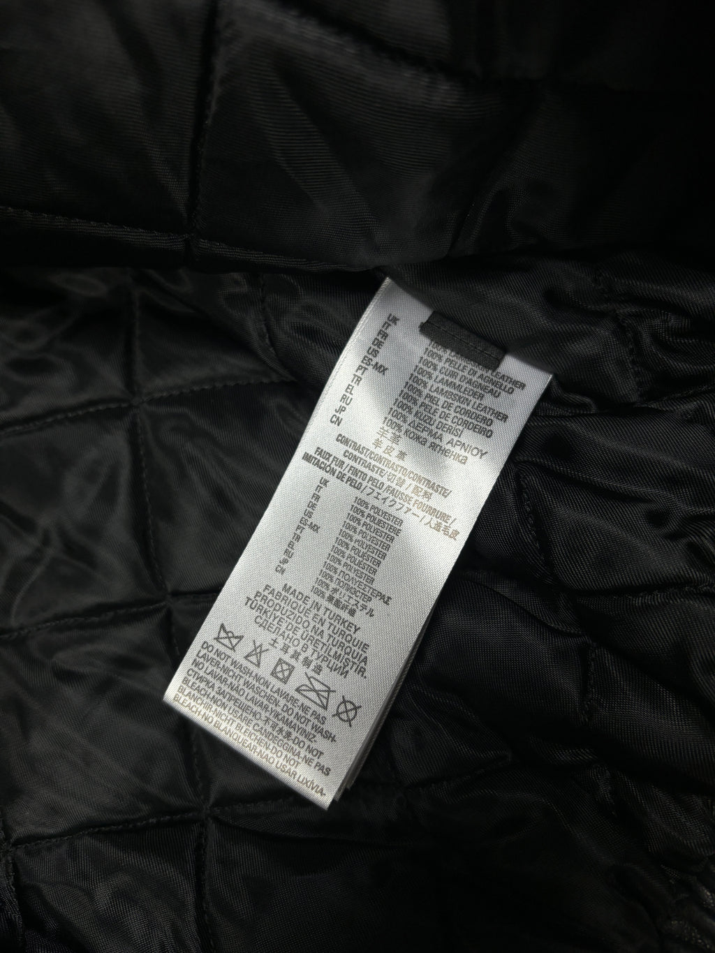 Chaqueta bomber de cuero negro con cuello de piel Diesel