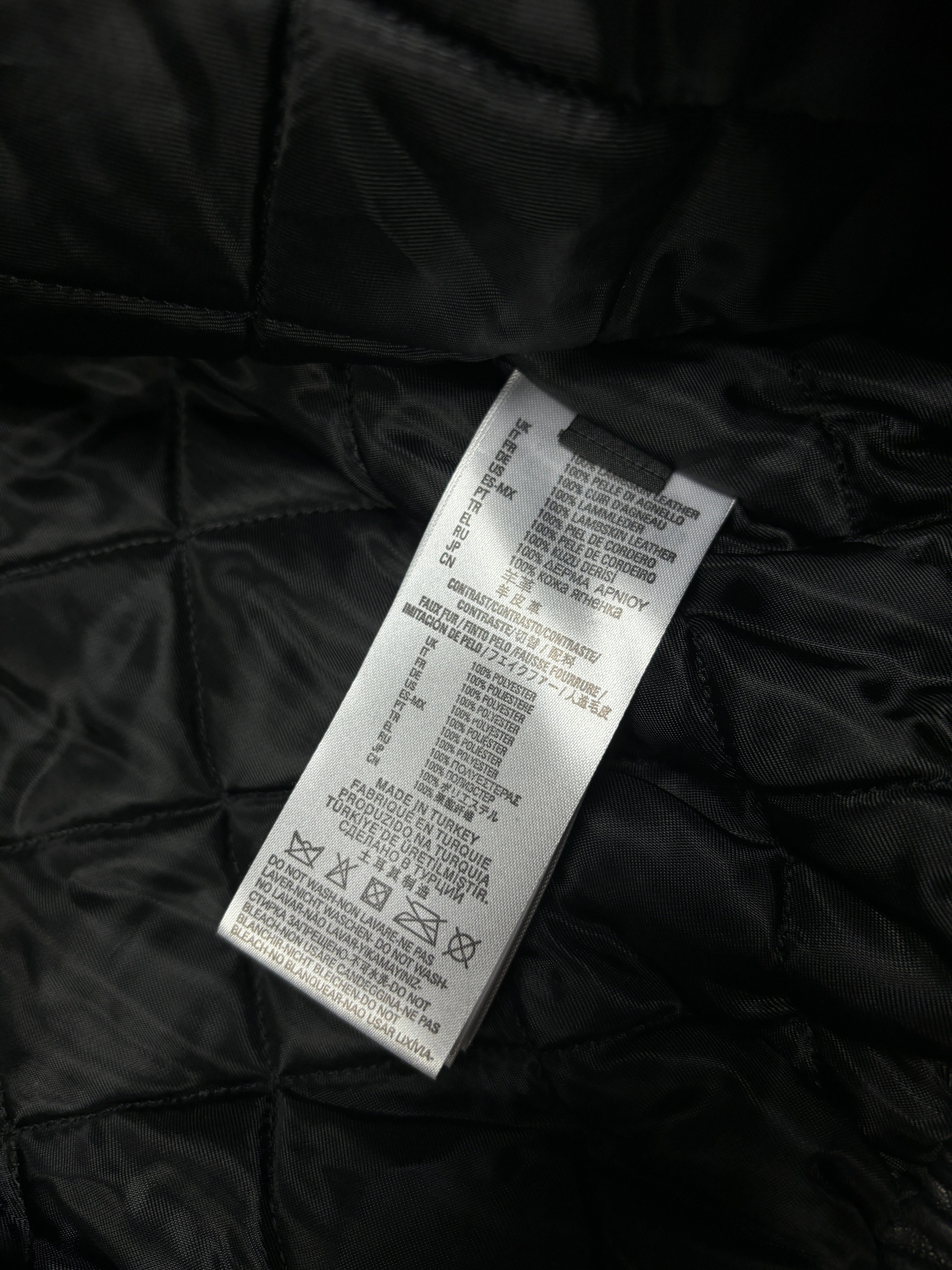 Chaqueta bomber de cuero negro con cuello de piel Diesel