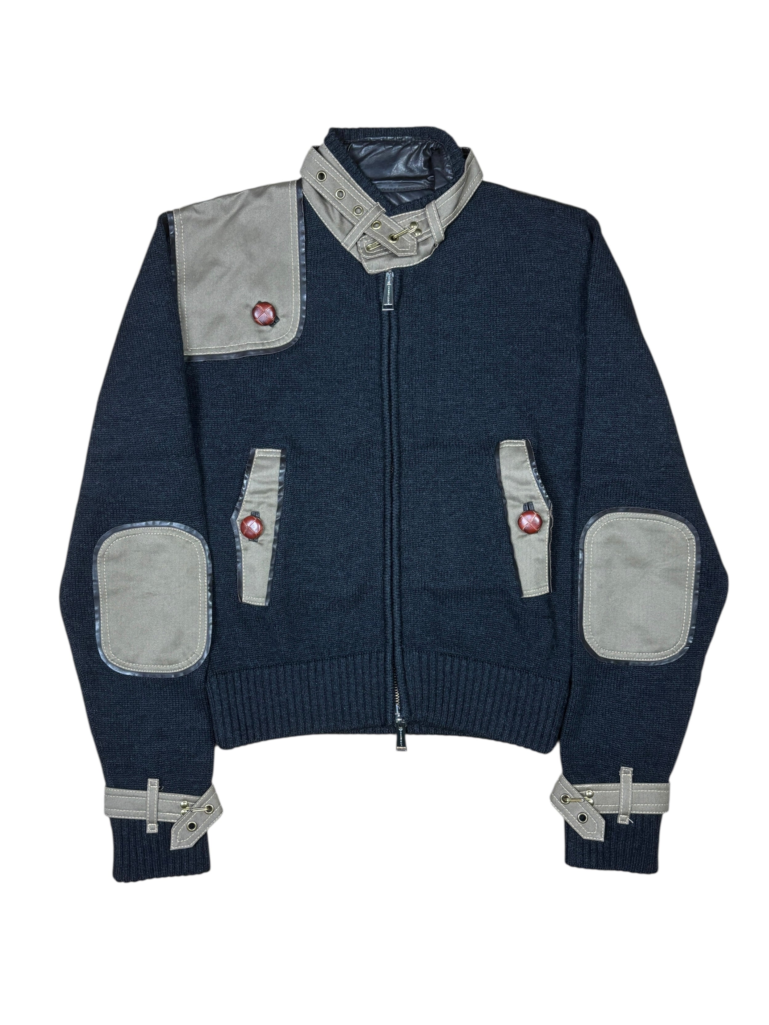 Dsquared2 AW2004 Wool Knit Paneled Zip Up