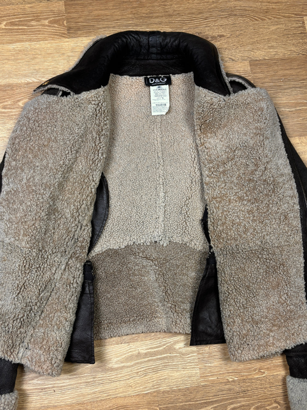 2000s Dolce & Gabbana Leather Shearling Biker Jacket