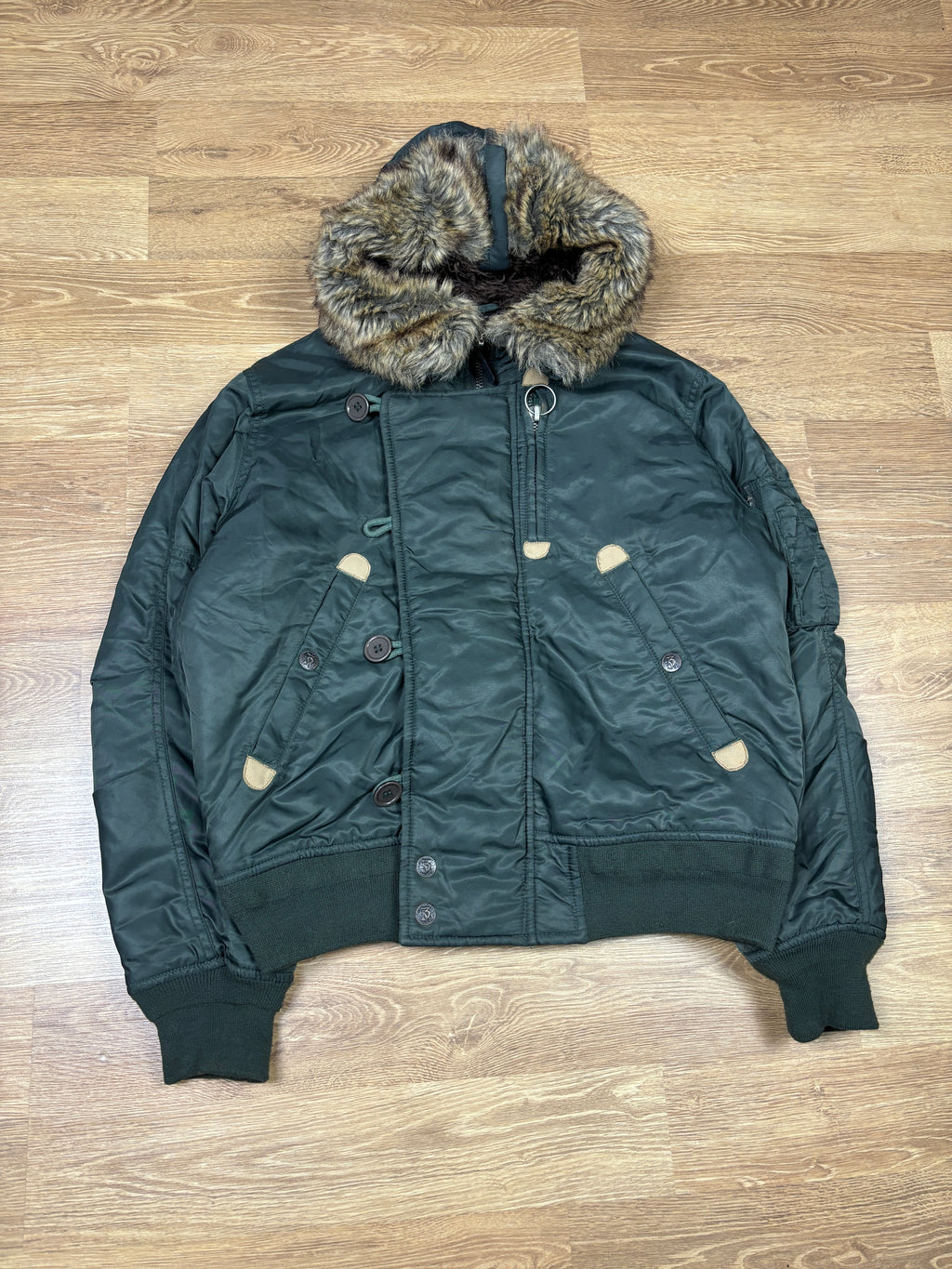 Chaqueta Bomber con Capucha de Pelo Sintético Diesel de los 2000
