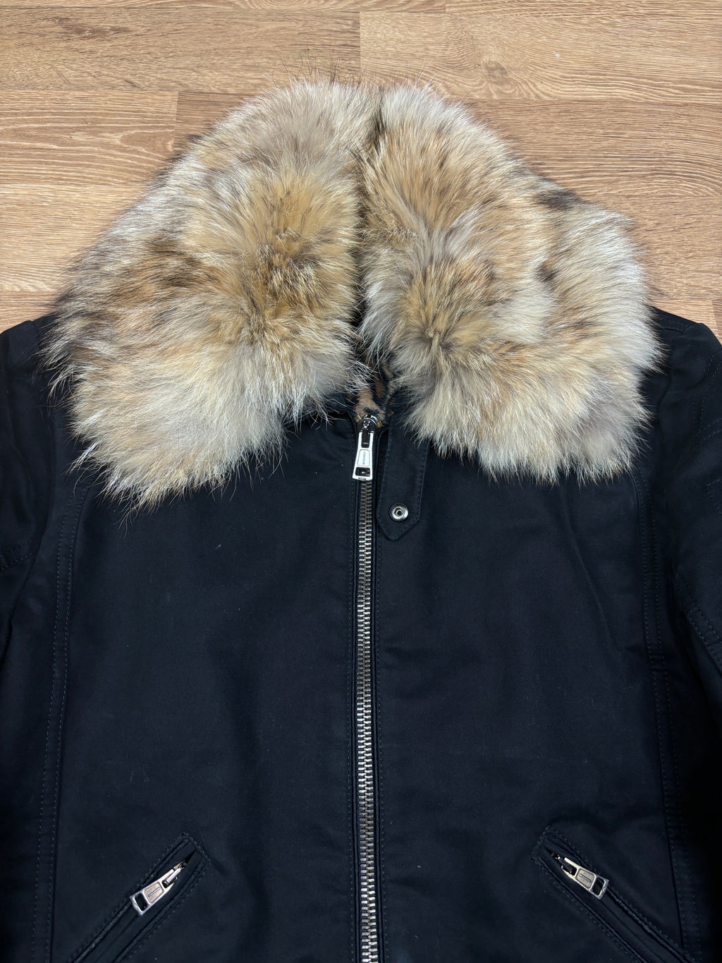 Andrew Mackenzie Fur Collar Leopard Lined Jacket