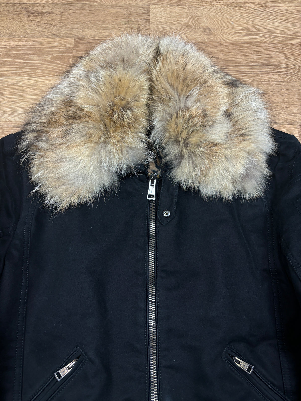 Andrew Mackenzie Fur Collar Leopard Lined Jacket
