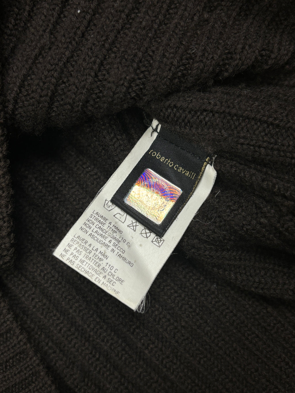 2000s Roberto Cavalli Wool Phoenix Embroidered Turtleneck