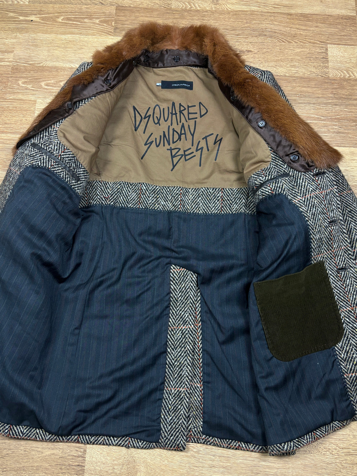 Dsquared2 AW2005 Runway Fur Collar Wool Coat