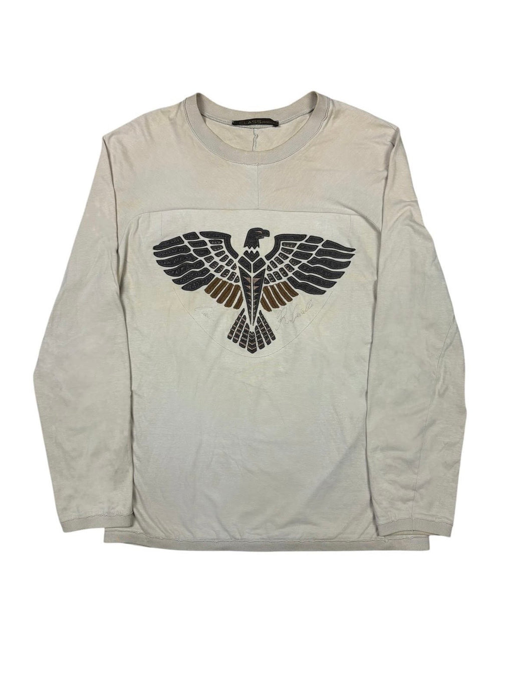 Roberto Cavalli Leather Phoenix Long Sleeve Top