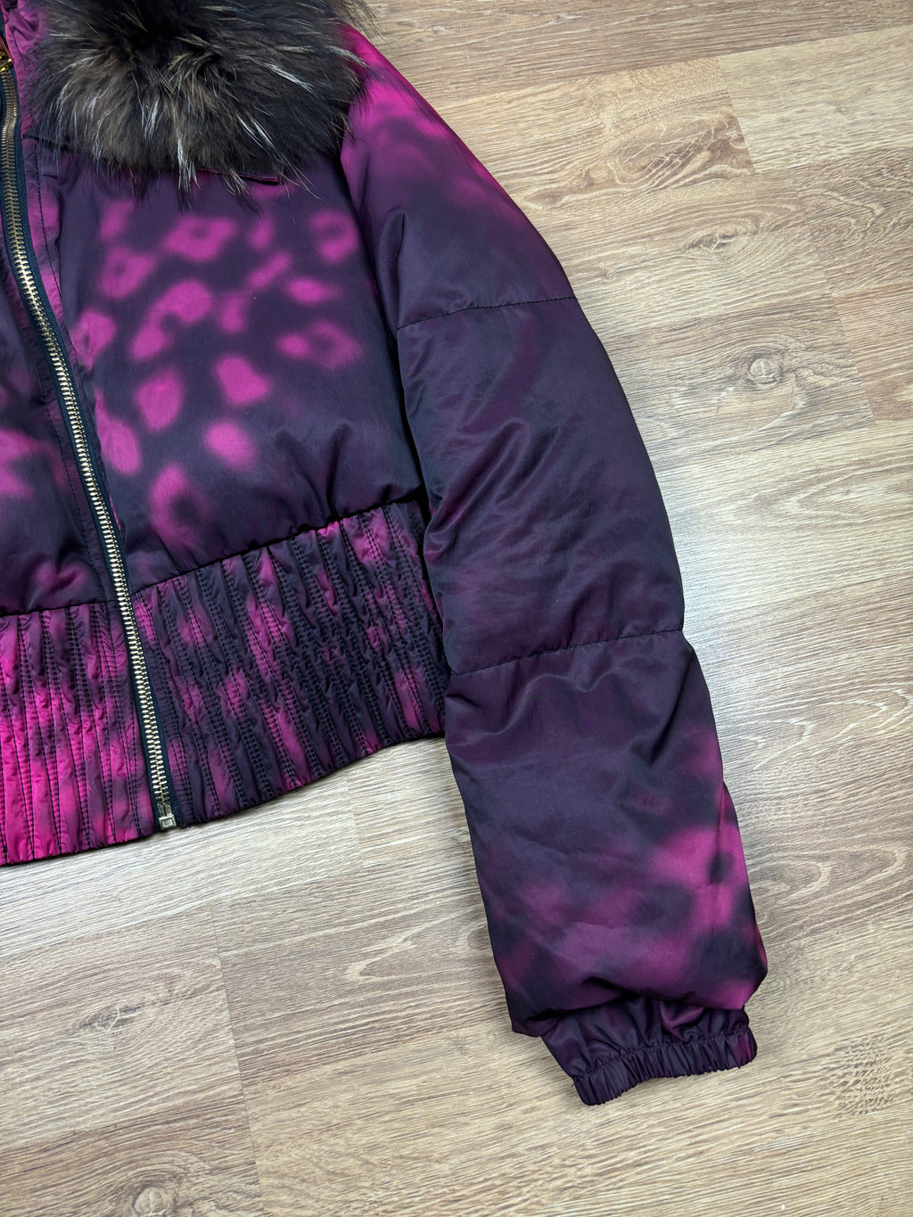 2000s Prada Detachable Fox Fur Leopard Down Jacket