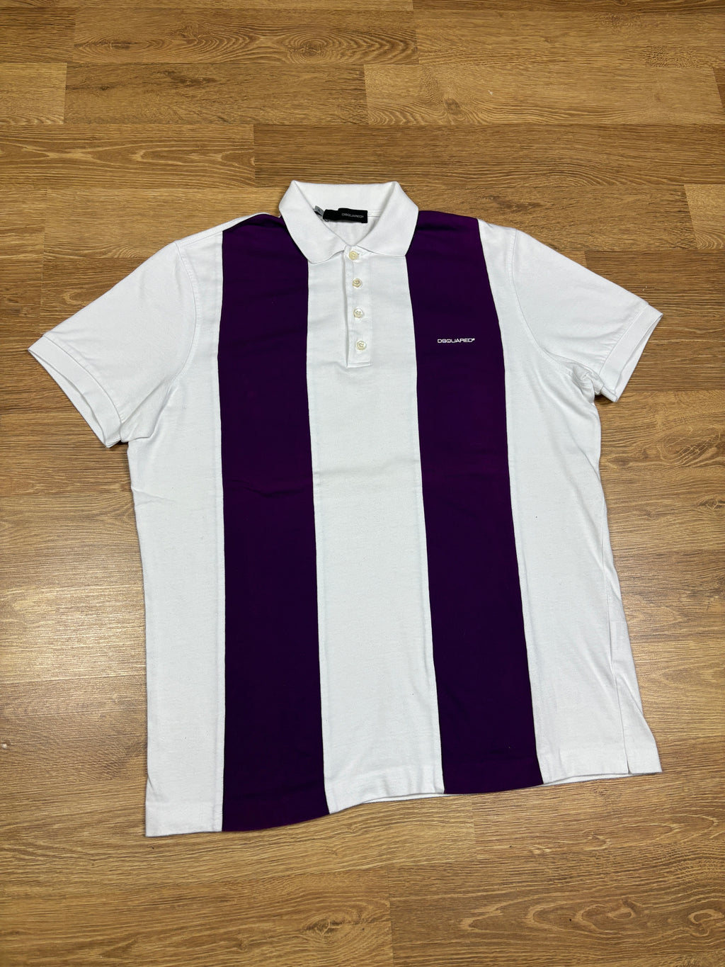 2000s Dsquared2 Purple Stripe Polo Shirt