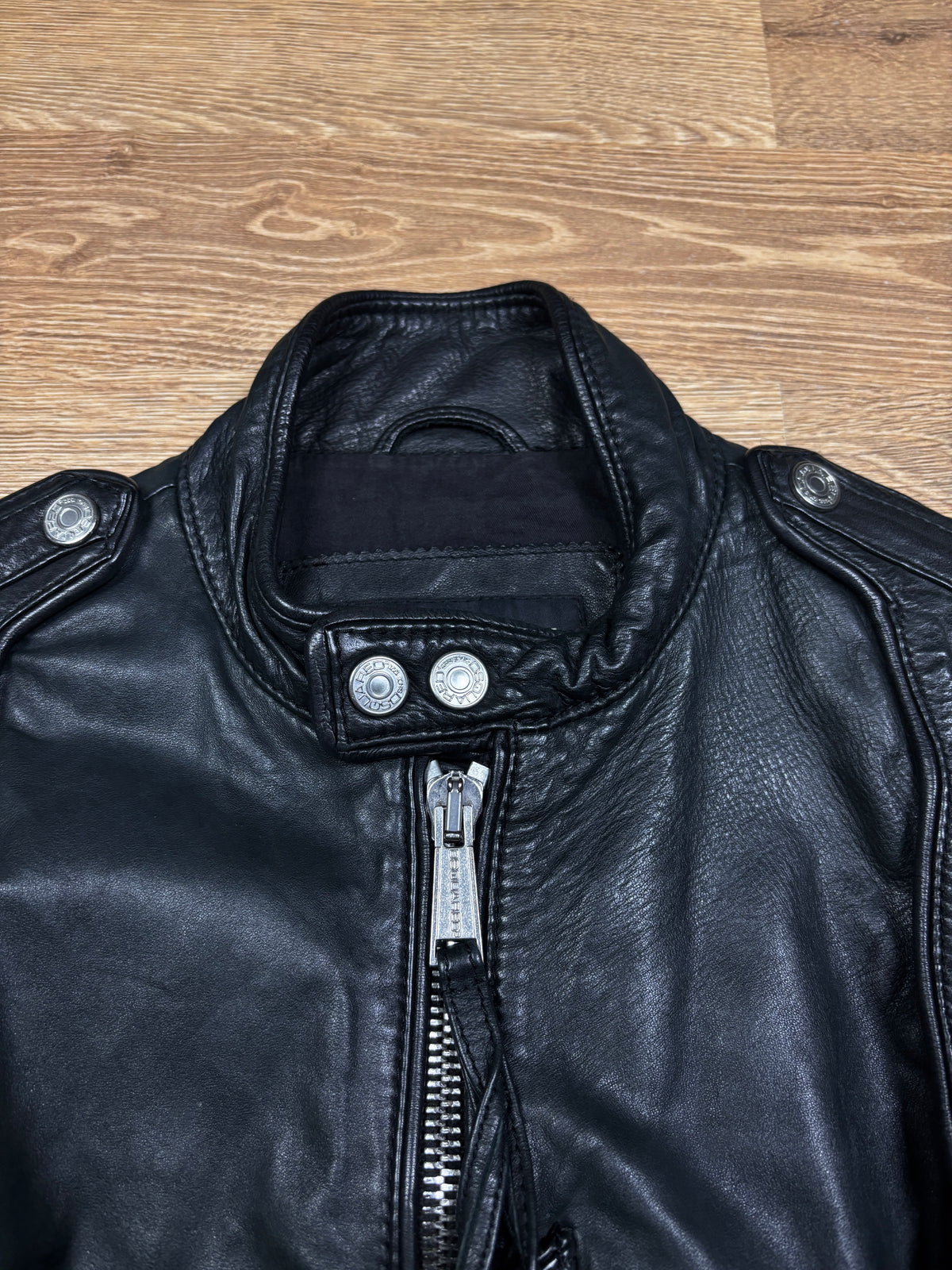 2000s Dsquared2 Cropped Black Leather Biker Jacket
