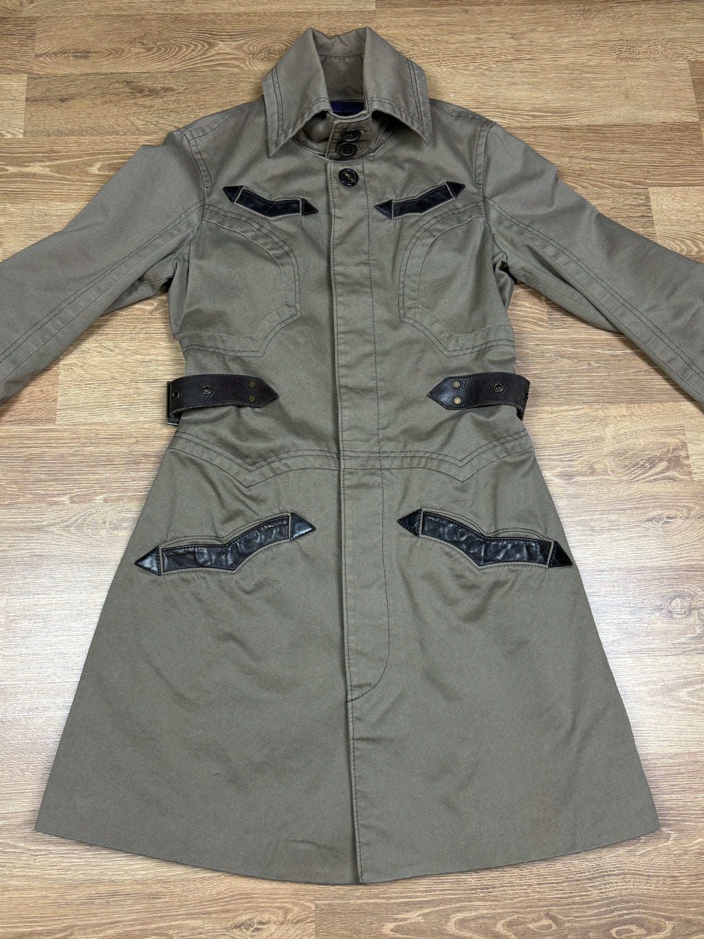 2000s Dsquared2 Trench Coat with Leather Belt Details