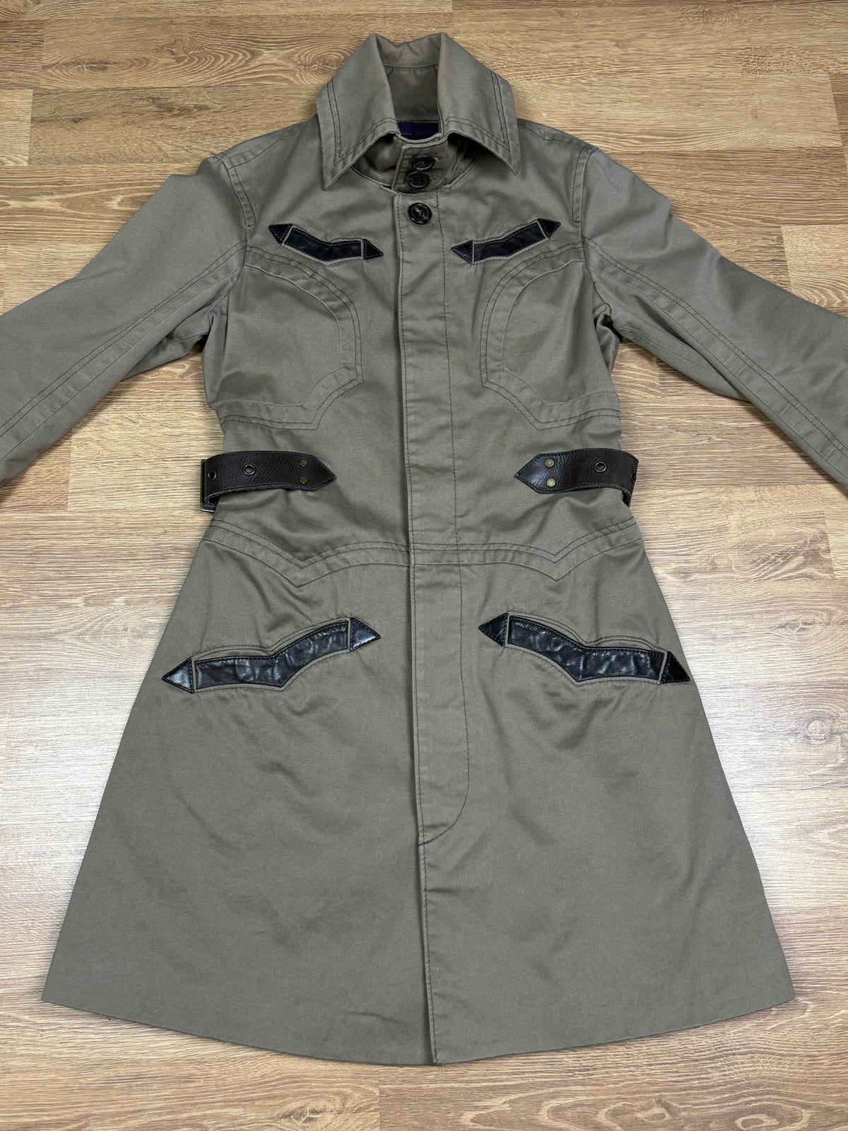 2000s Dsquared2 Trench Coat with Leather Belt Details